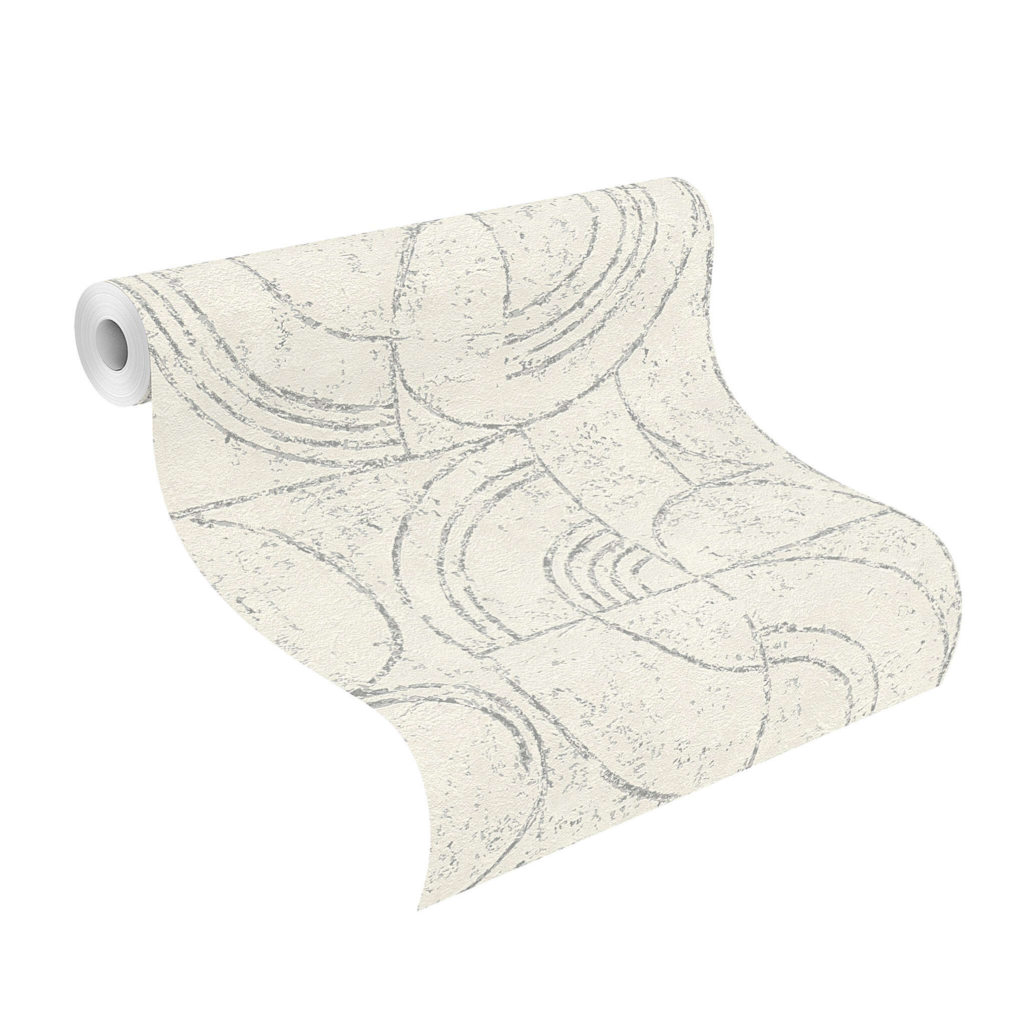 10-653618 Rolle abgerollt 1 Graphic non-woven wallpaper in white-cream white Welcome Home 653618