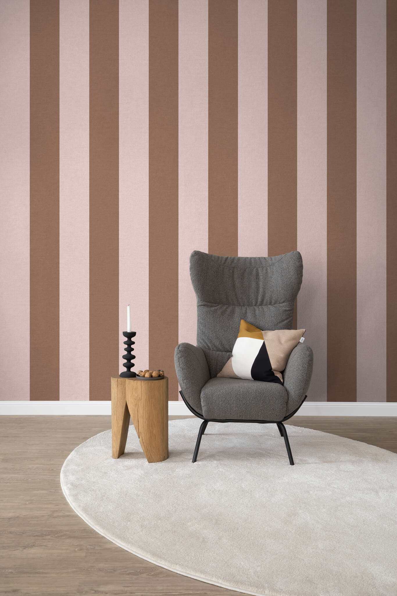 10-366655 Raumbilder 1 SCHÖNER WOHNEN-Collection Tableau mural XXL STRIPE Papier peint rose et marron 366655