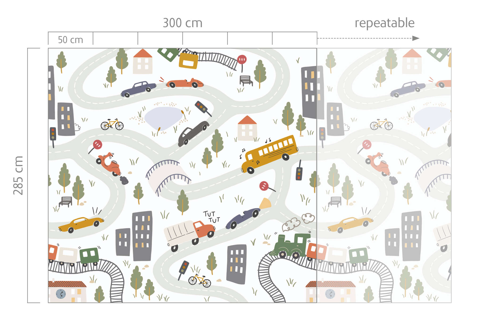 10-300040 Bildauschnitt 1 Wall mural Cars in Yellow | Roomblush - RB384