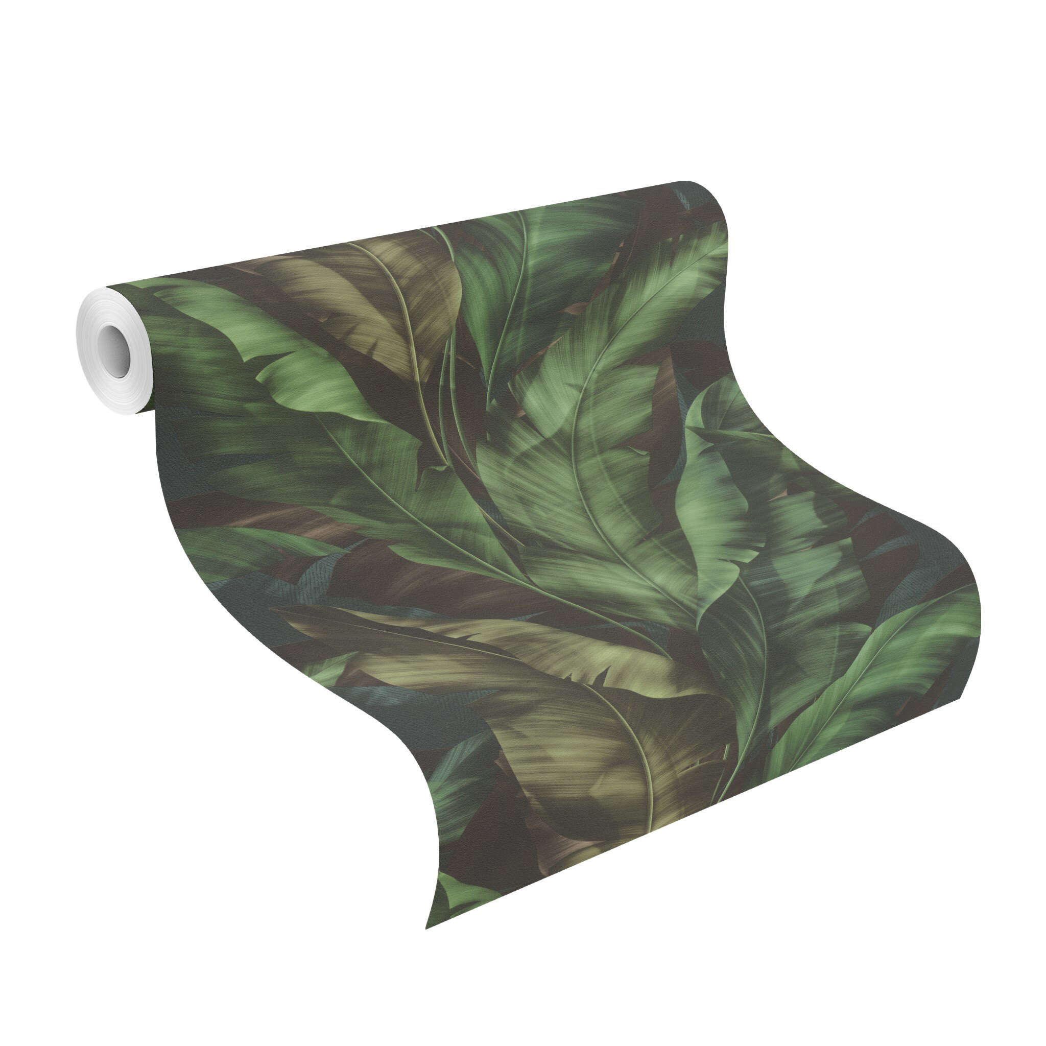 10-370034 Rolle abgerollt 1 Rio 370034 self-adhesive wallpaper - tropical banana leaves in green
