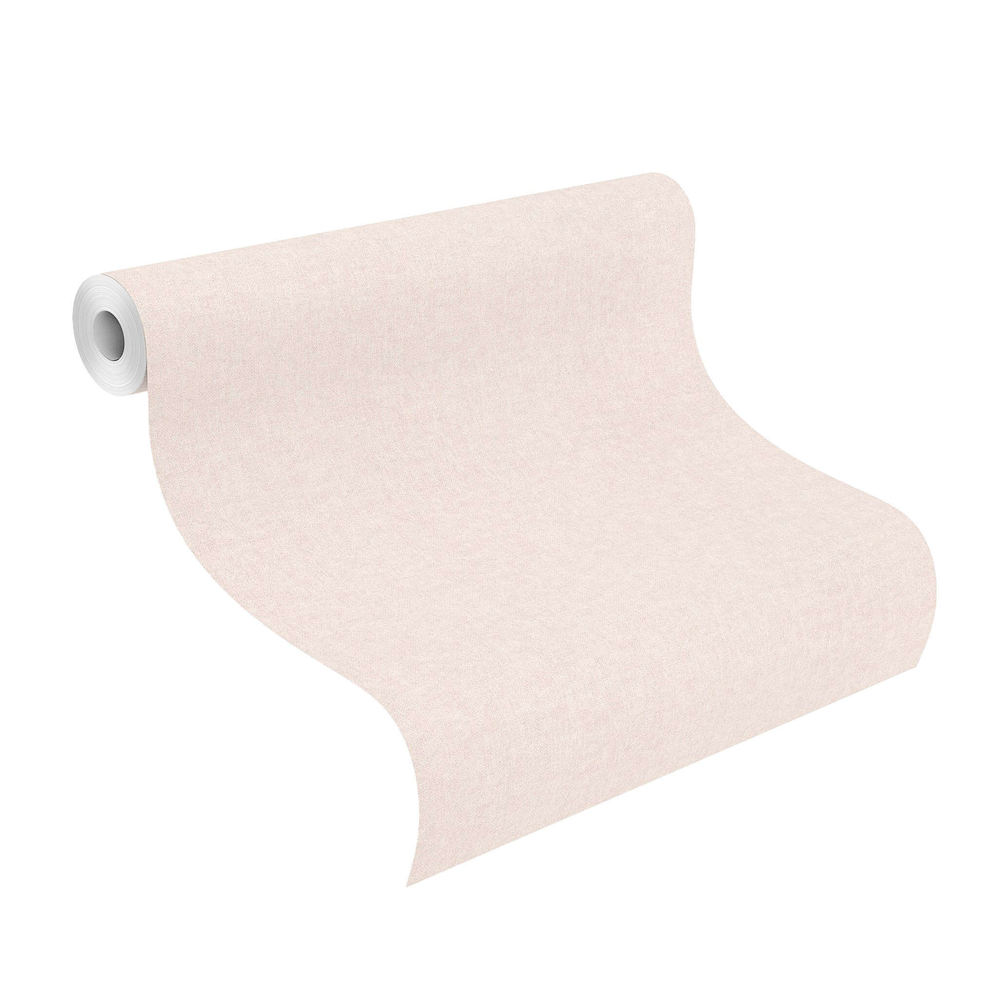 10-252811 Rolle abgerollt 1 Unrolled wallpaper roll with Smooth rose-coloured wallpaper for a soft, harmonious room effect