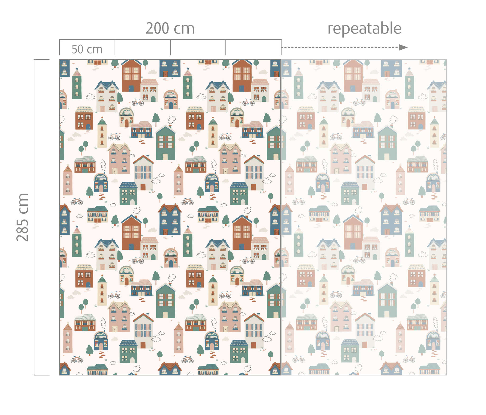 10-300204 Bildauschnitt 1 Wall mural Tiny Houses in Blue | Roomblush - RB393