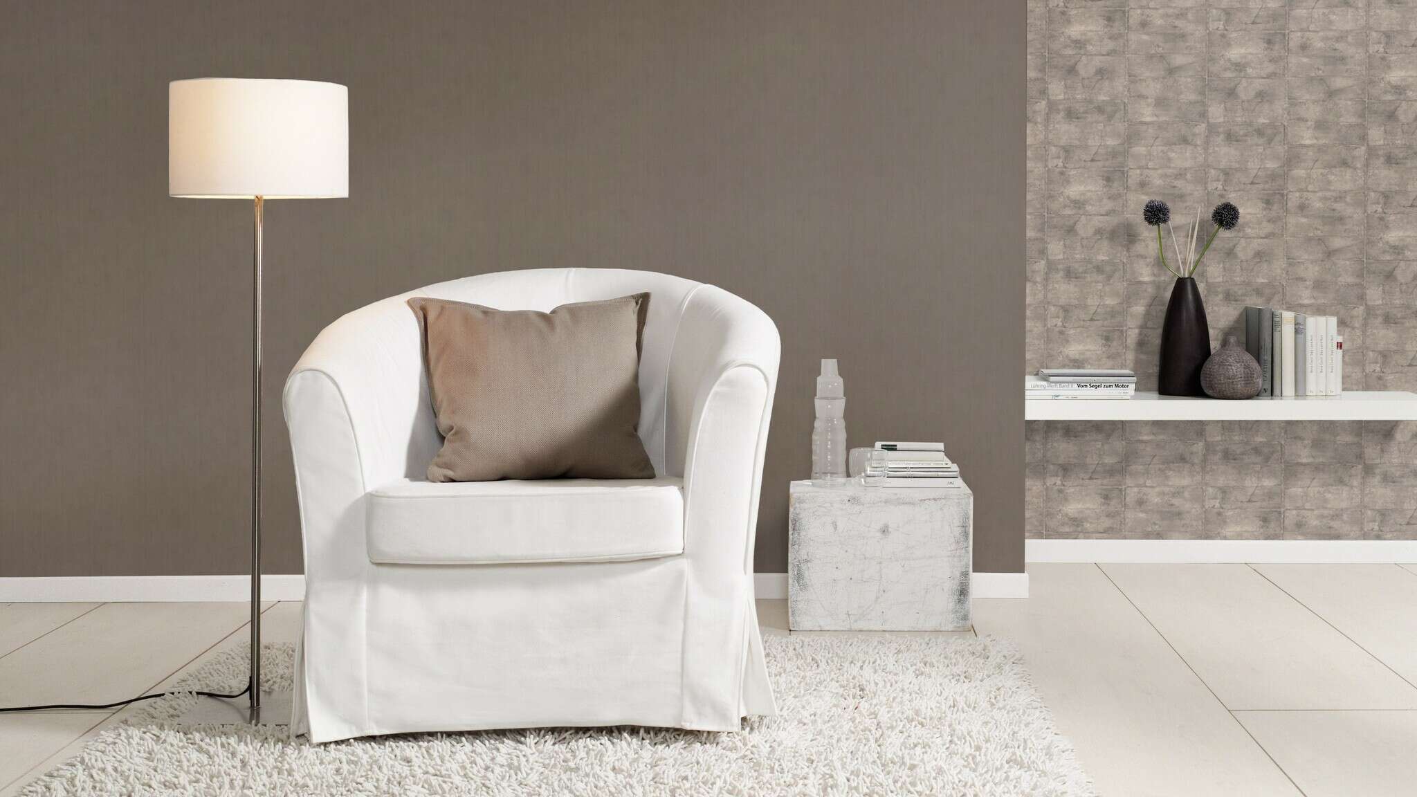 10-520156 Raumsituationen 5 Room with Wallpaper with stone wall