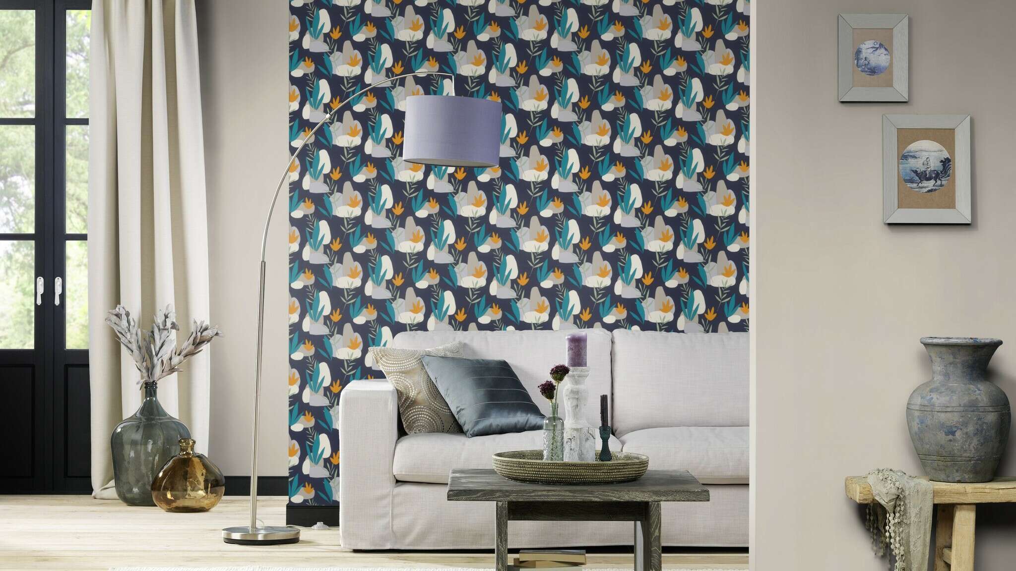10-463453 Raumsituationen 1 Non-woven wallpaper in blue-night blue Selection vinyl/non-woven 463453