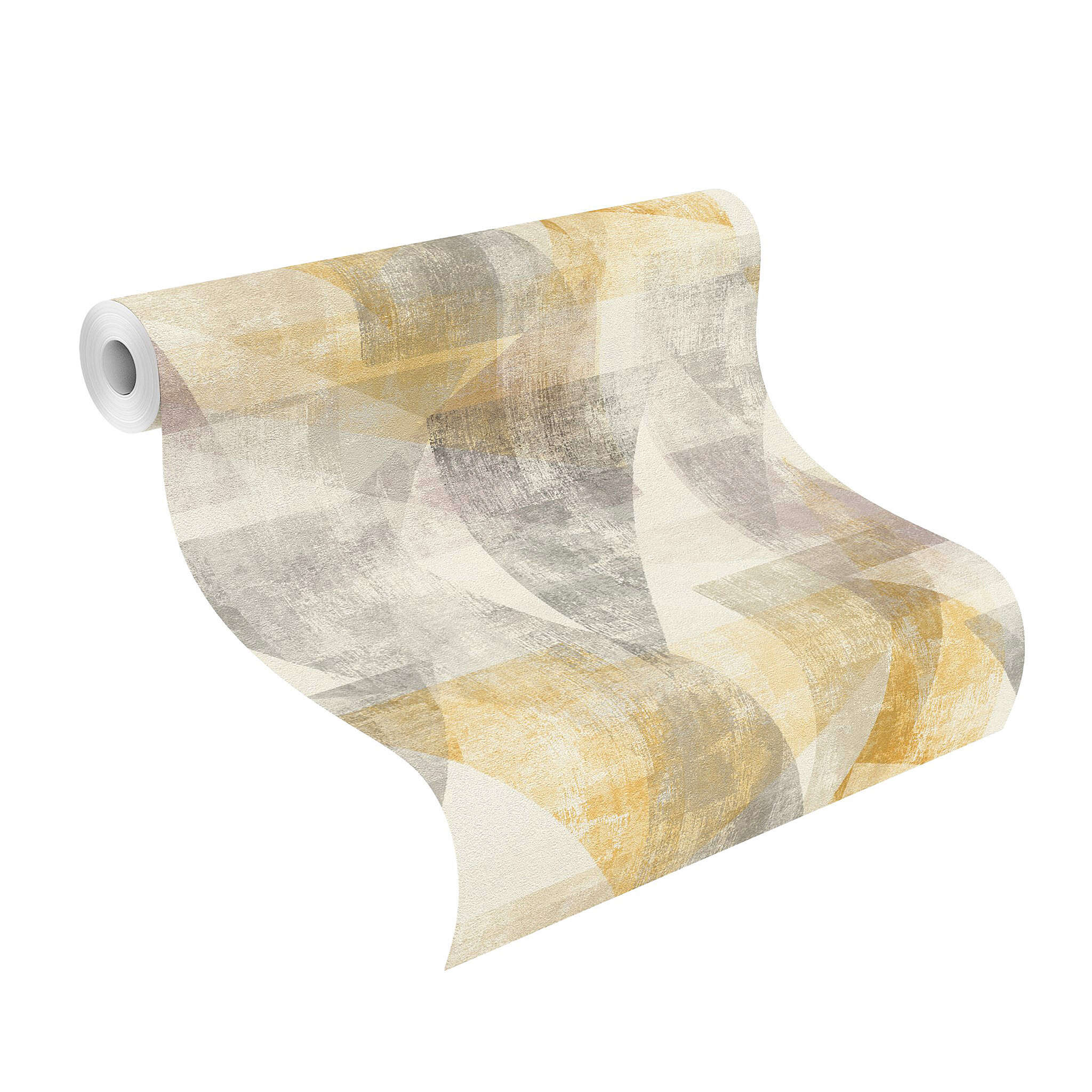 10-617948 Rolle abgerollt 1 Unrolled wallpaper roll with Geometric wallpaper with triangles