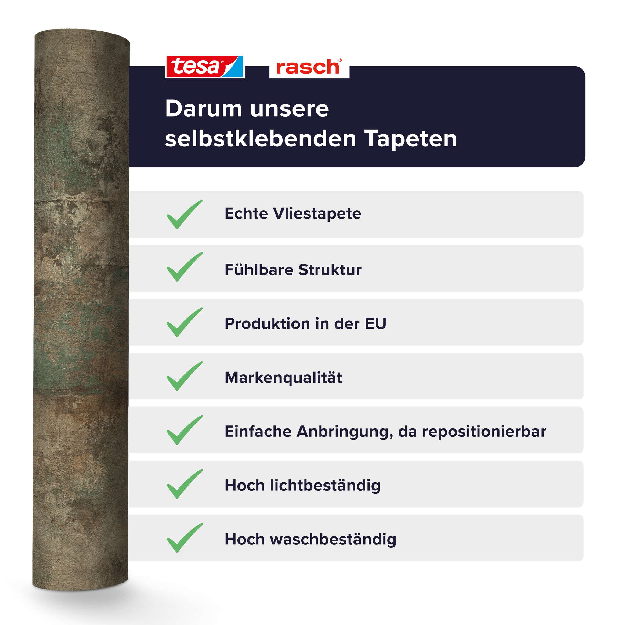 10-371529 Detailaufnahmen 4 Self-adhesive wallpaper Atlas 371529 - industrial concrete look in green and brown