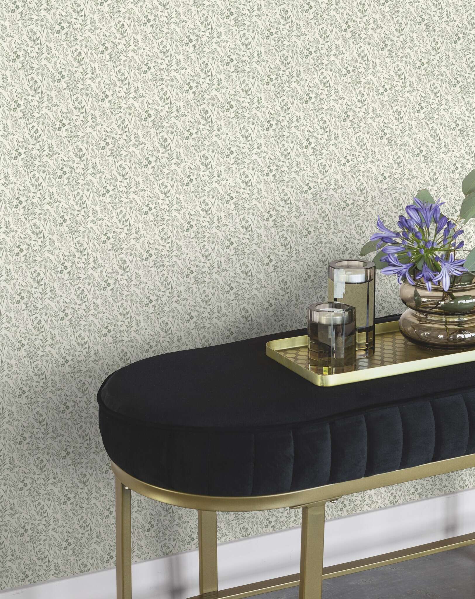 10-709353 Raumsituationen 1 Non-woven wallpaper in green-light cream Farmhouse 709353