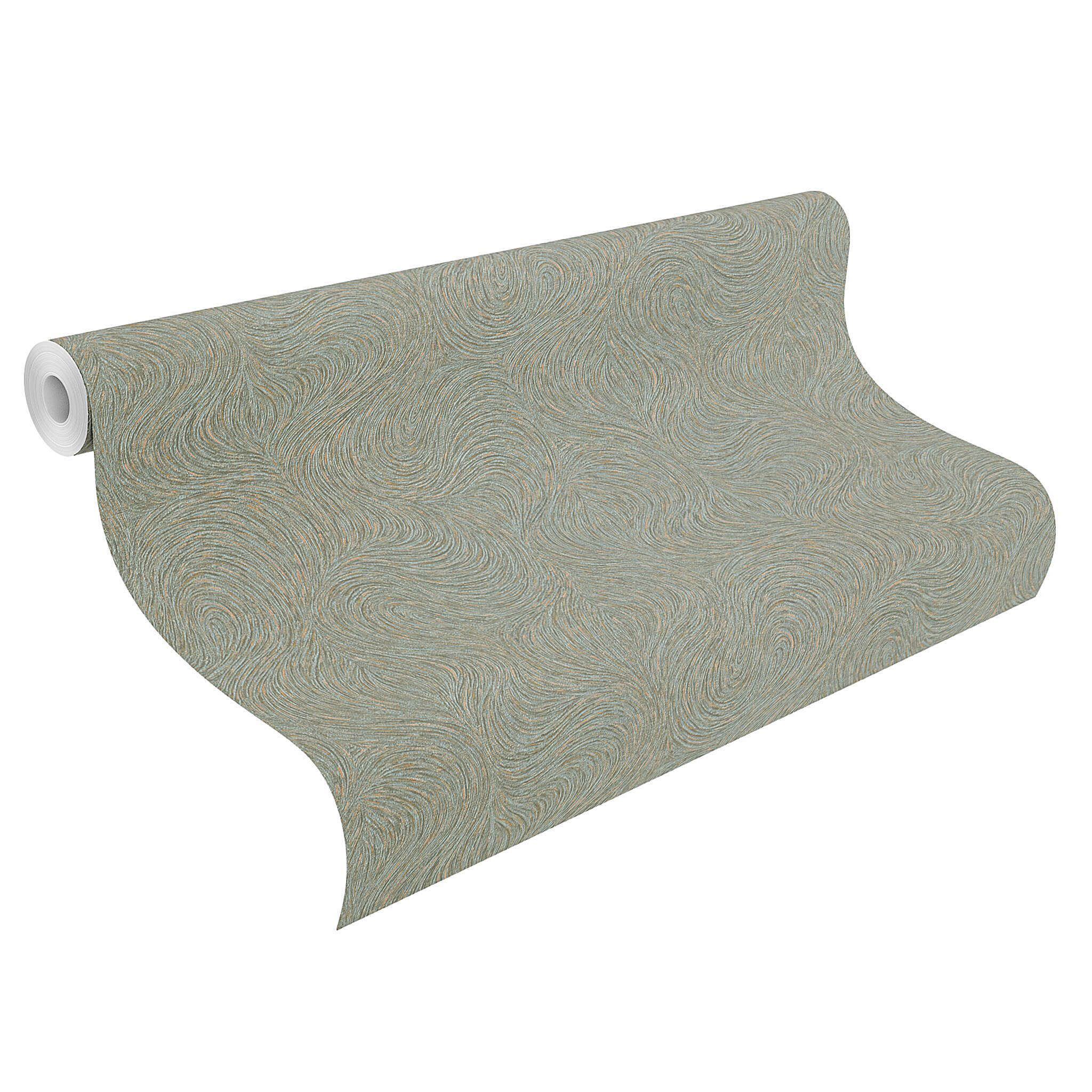 10-970111 Rolle abgerollt 1 Vague papier peint intissé bleu-bleu-gris Selection double largeur 970111