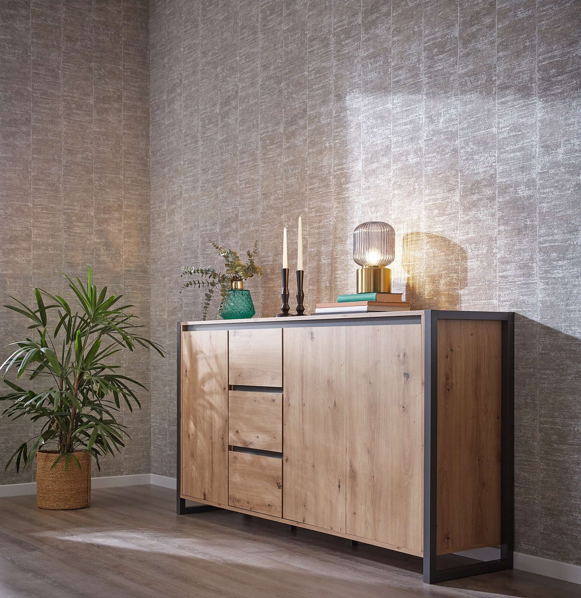 Striped non-woven wallpaper in gray-stone gray Selection 617627
