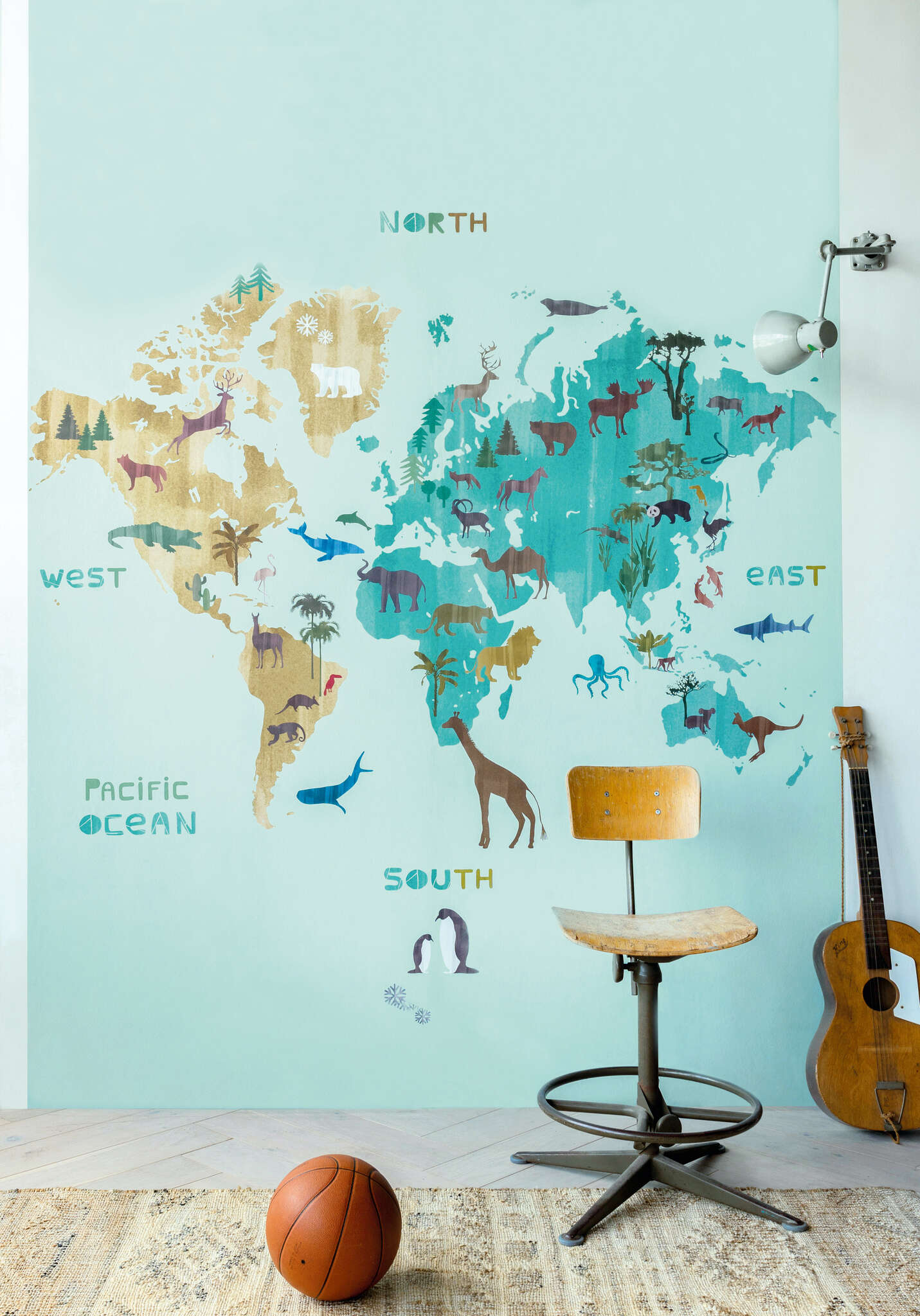 10-557749 Raumbilder 1 Wall mural children's room with world map - Onszelf Stories 557749