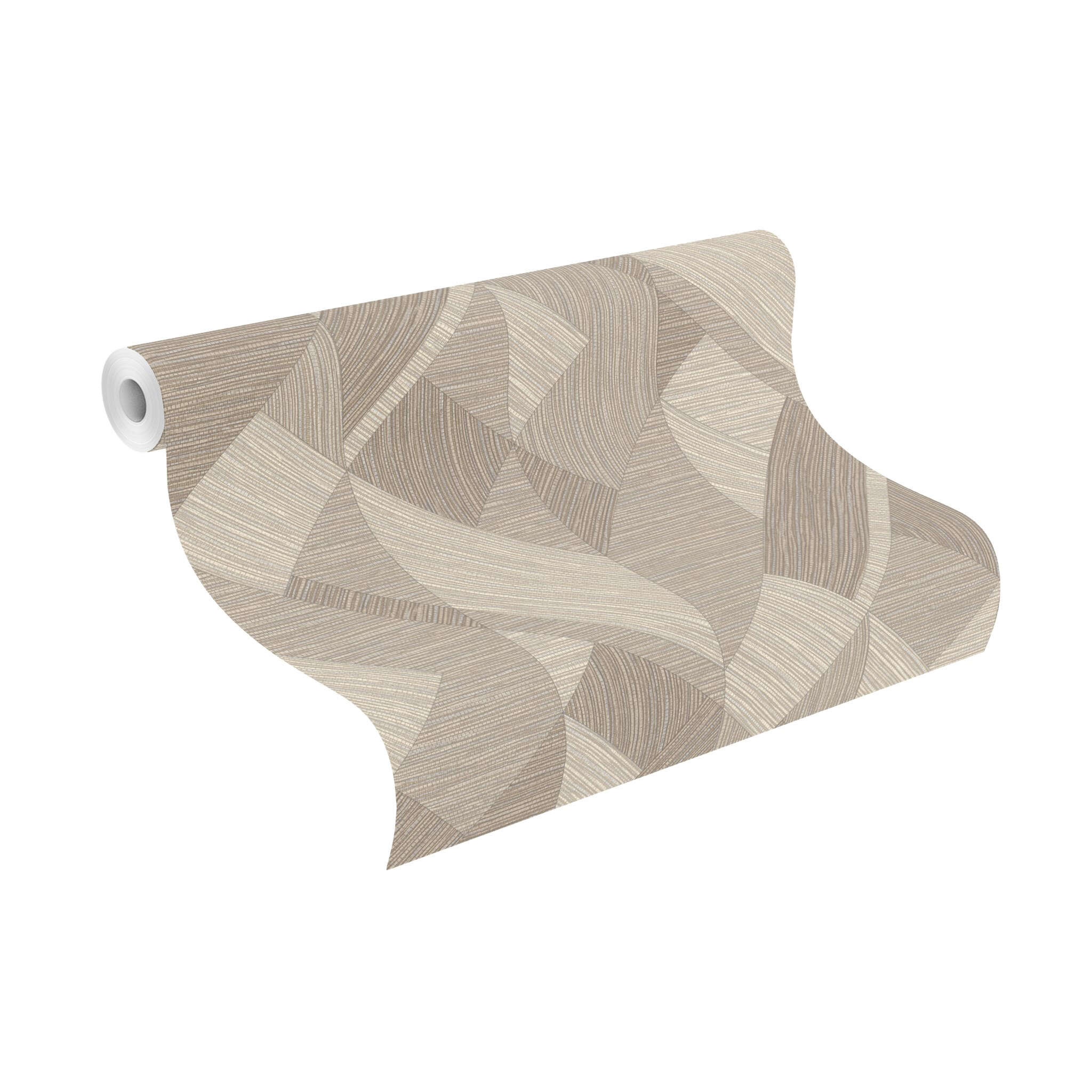10-620443 Rolle abgerollt 1 Non-woven wallpaper in light gray-taupe 620443