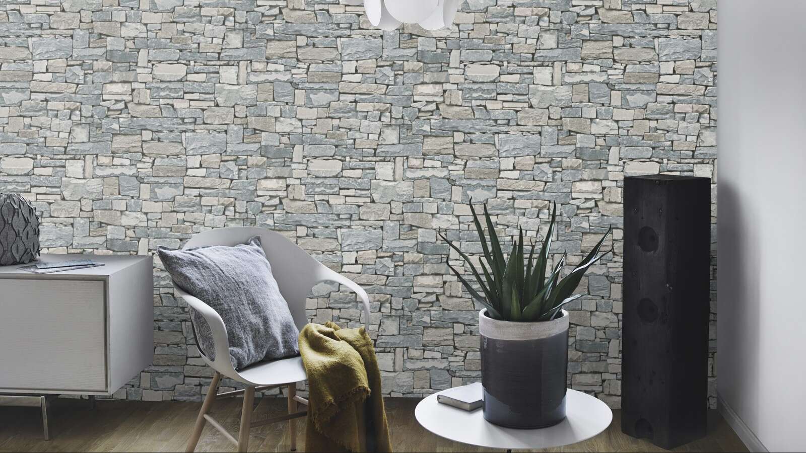 10-859102 Raumsituationen 4 Non-woven wallpaper in gray Selection vinyl/non-woven 859102