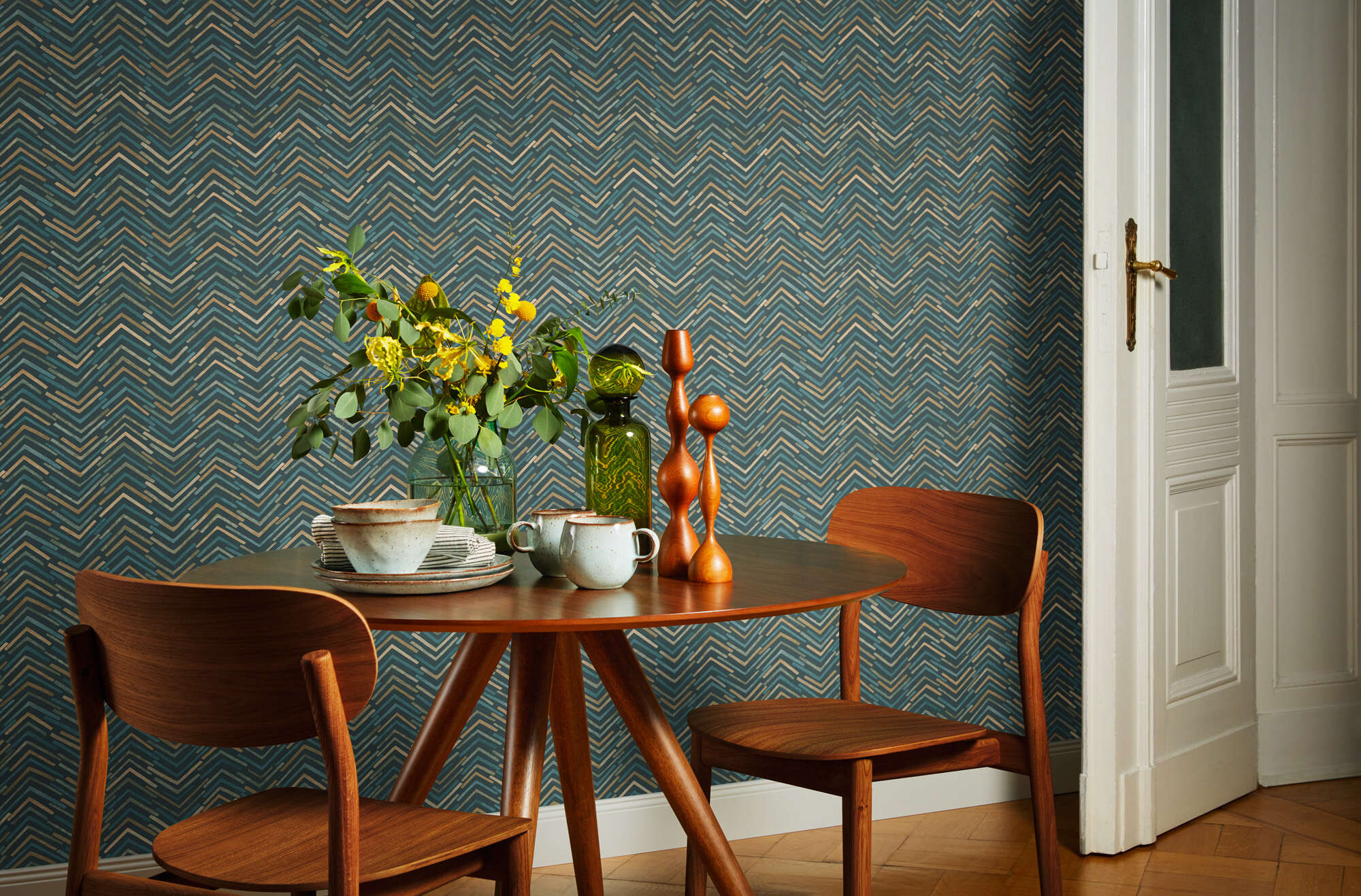 10-560985 Raumbilder 2 Graphic non-woven wallpaper in green-petrol Selection 560985