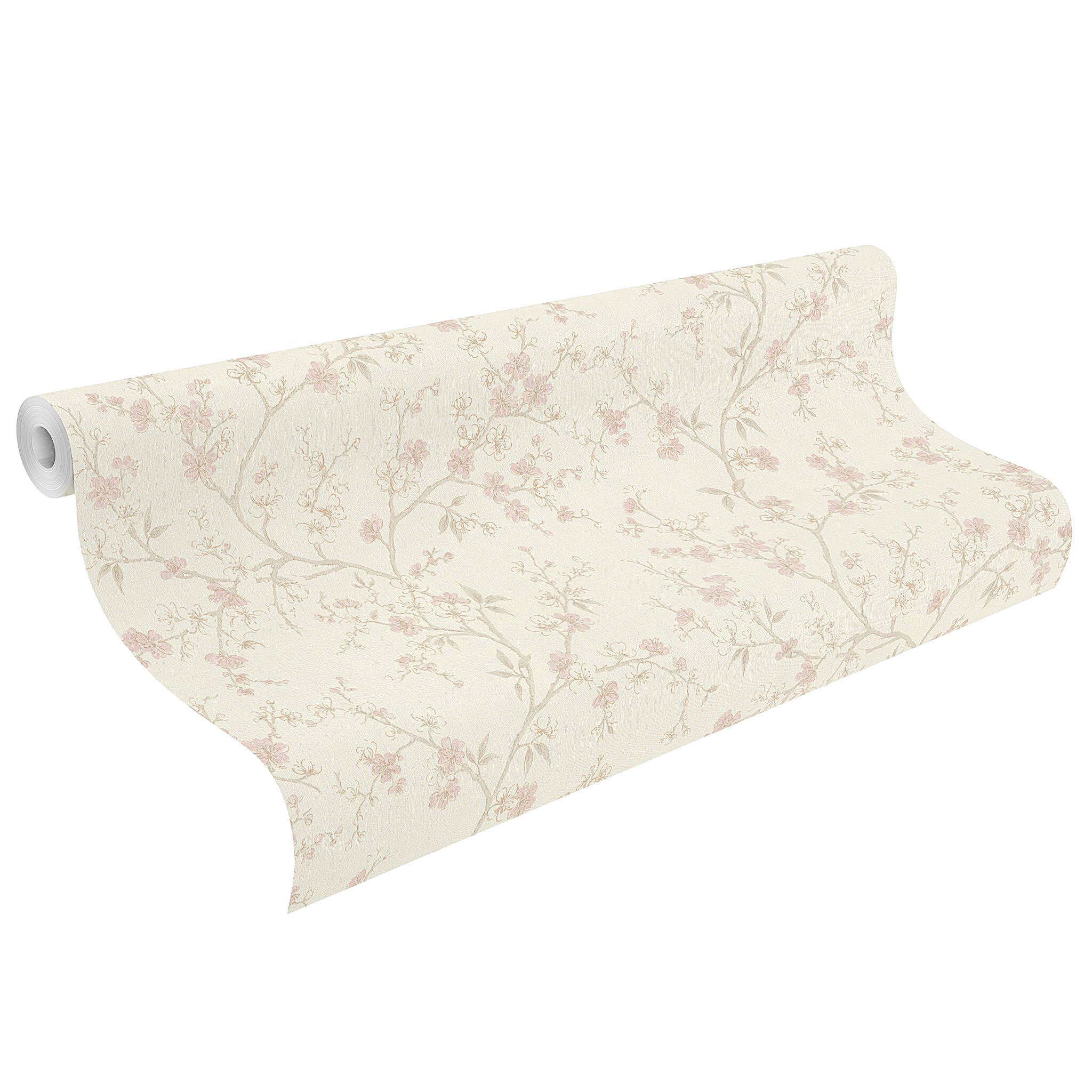 10-981018 Rolle abgerollt 1 Cherry blossom non-woven wallpaper in pink-powder pink My Cottage 981018