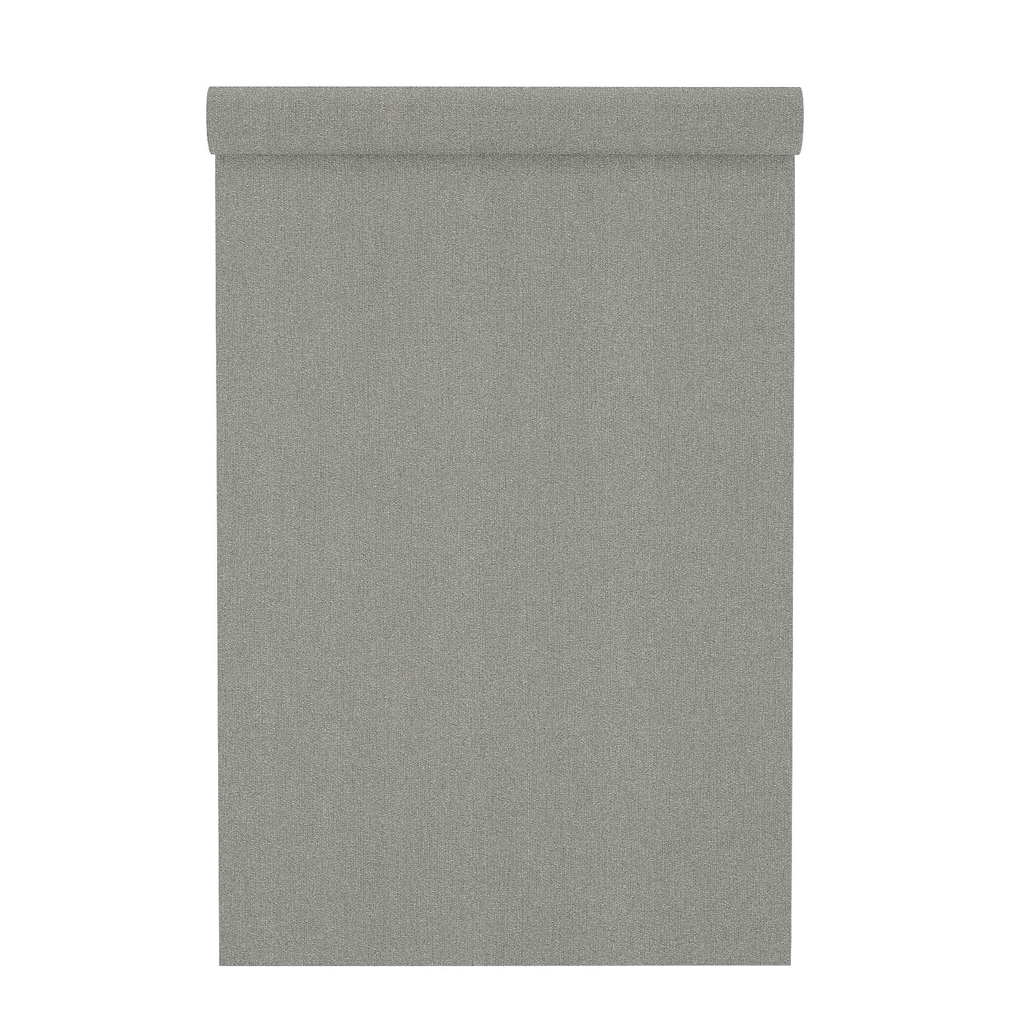 10-441611 Rolle abgerollt 1 Rouleau de déroulé avec Papier peint intissé uni gris moyen avec une surface finement rainurée.