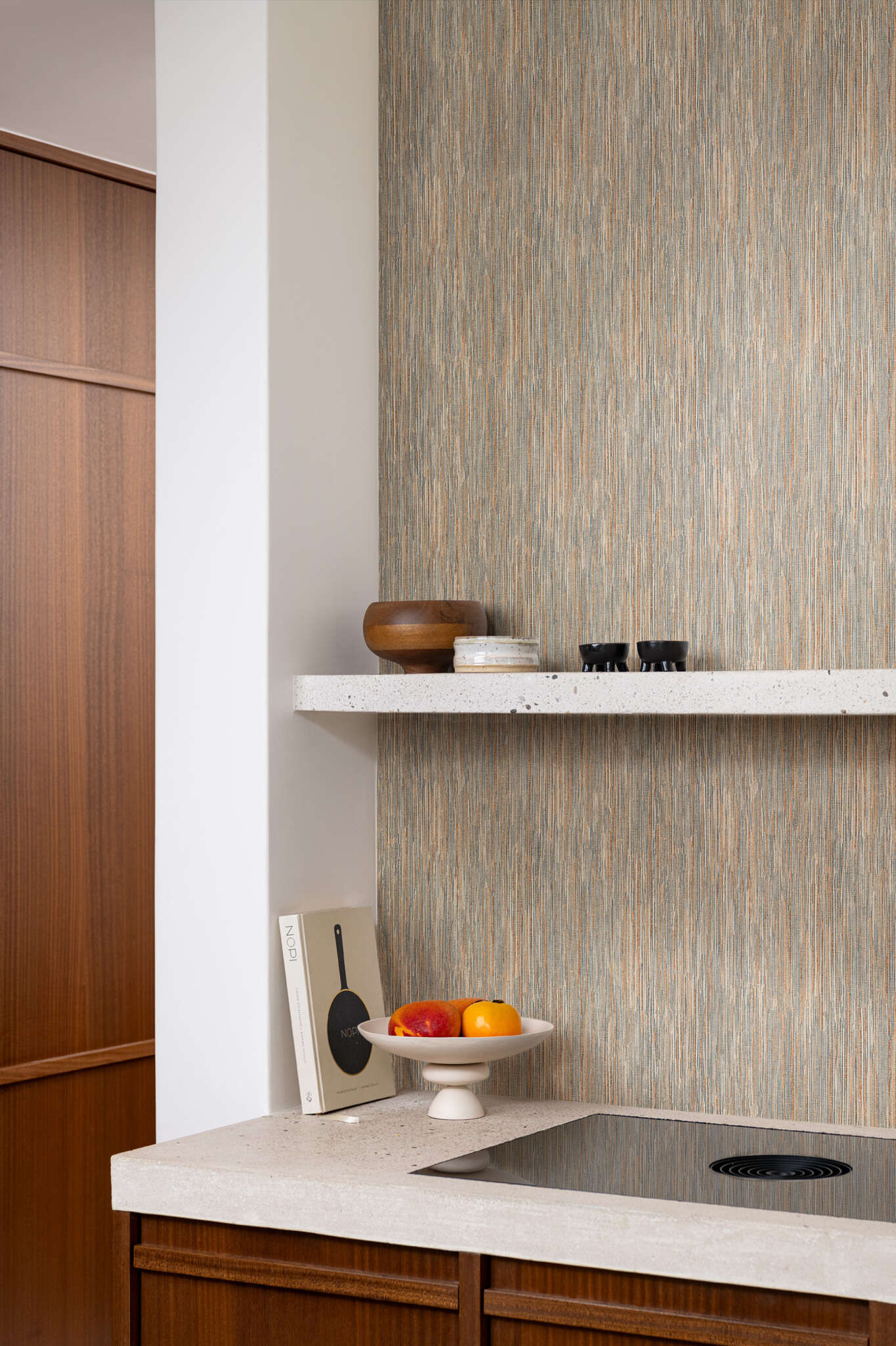 10-435177 Raumbilder 3 Vliestapete Webstruktur in Blau und Braun - Noble Zen Toki 435177