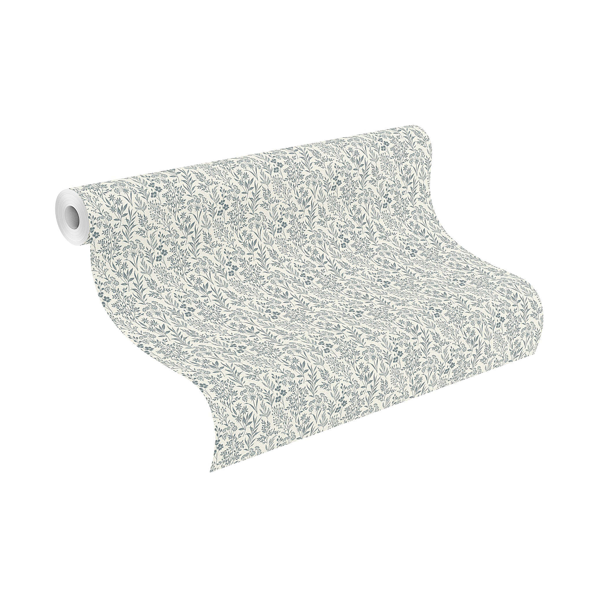 10-709360 Rolle abgerollt 1 Non-woven wallpaper in blue-light cream Farmhouse 709360
