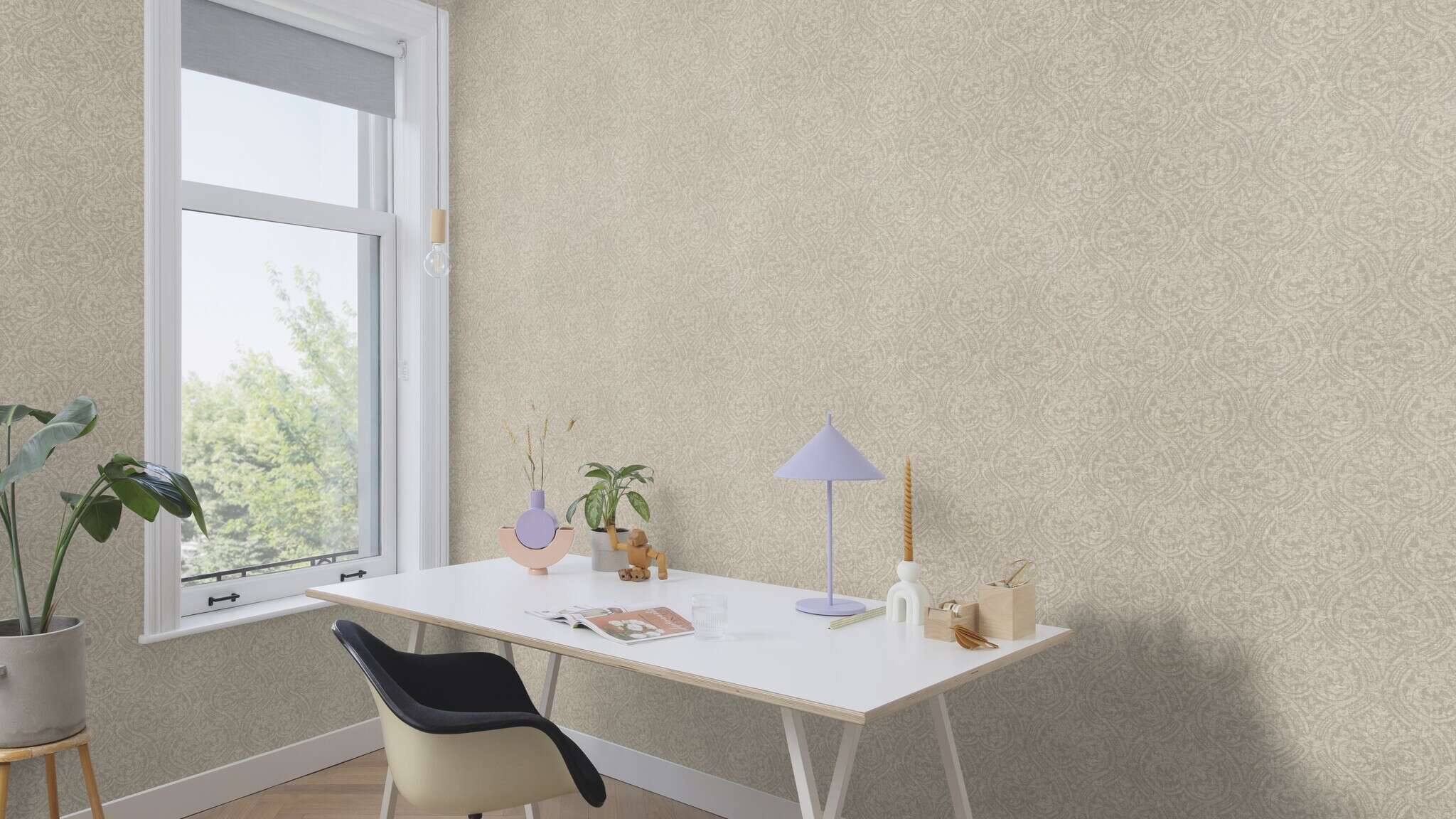 10-613360 Raumsituationen 1 Vliestapete Ornamente in Hellbraun - Atelier Tissé Grace 613360