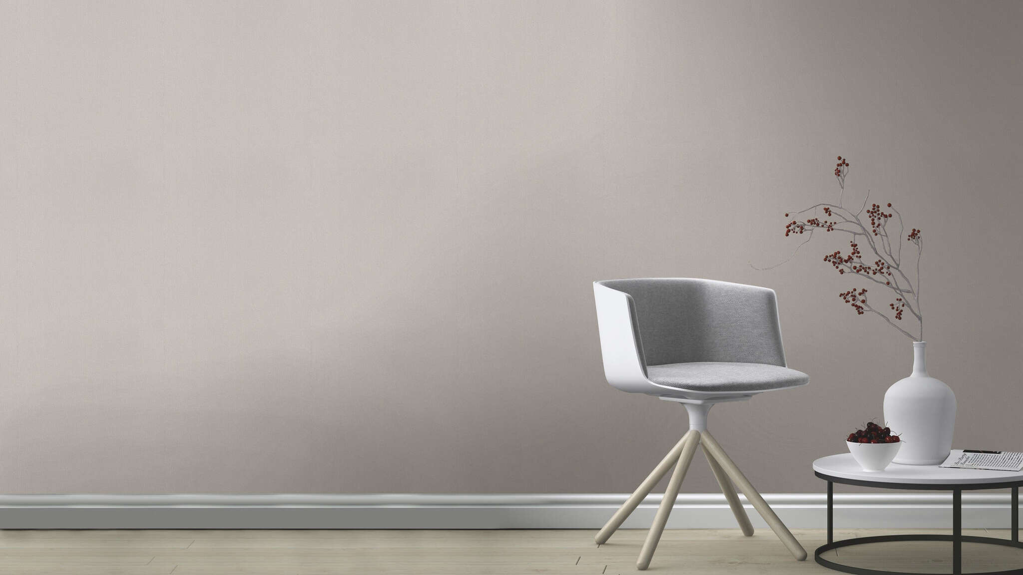 10-415360 Raumsituationen 1 Room with Plain non-woven wallpaper in delicate rose with a matt, smooth surface.