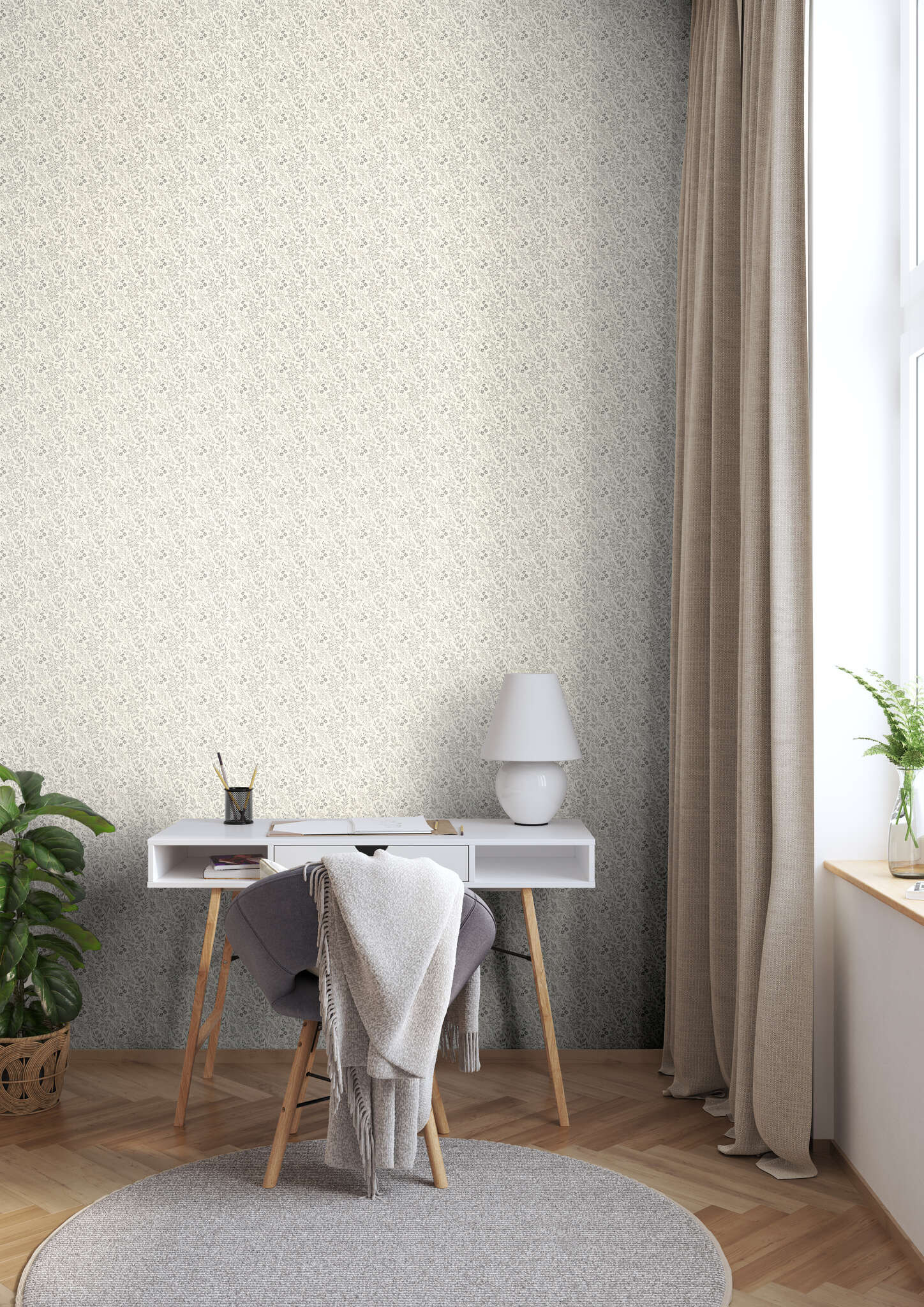 10-709339 Raumbilder 1 Non-woven wallpaper in gray-light cream Farmhouse 709339