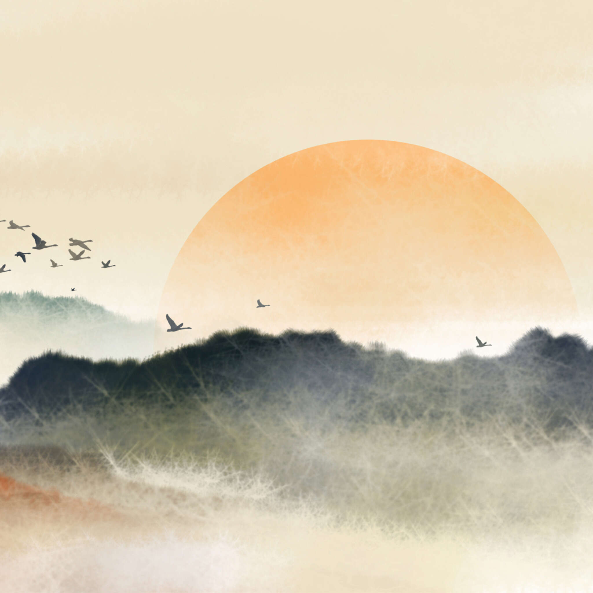 Wall mural with sunset 360073