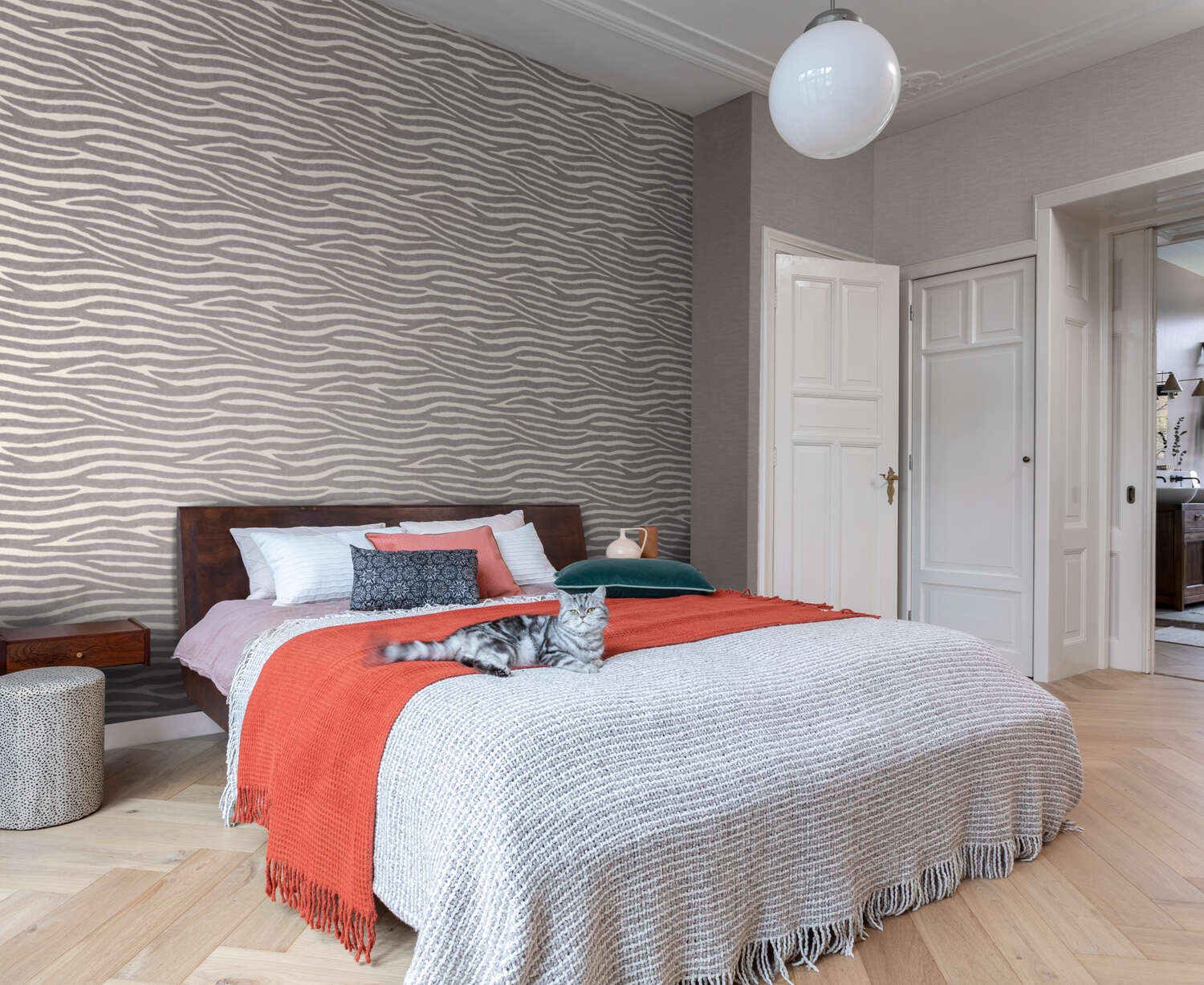 10-751062 Raumbilder 1 Une chambre avec Papier peint uni aspect fourrure
