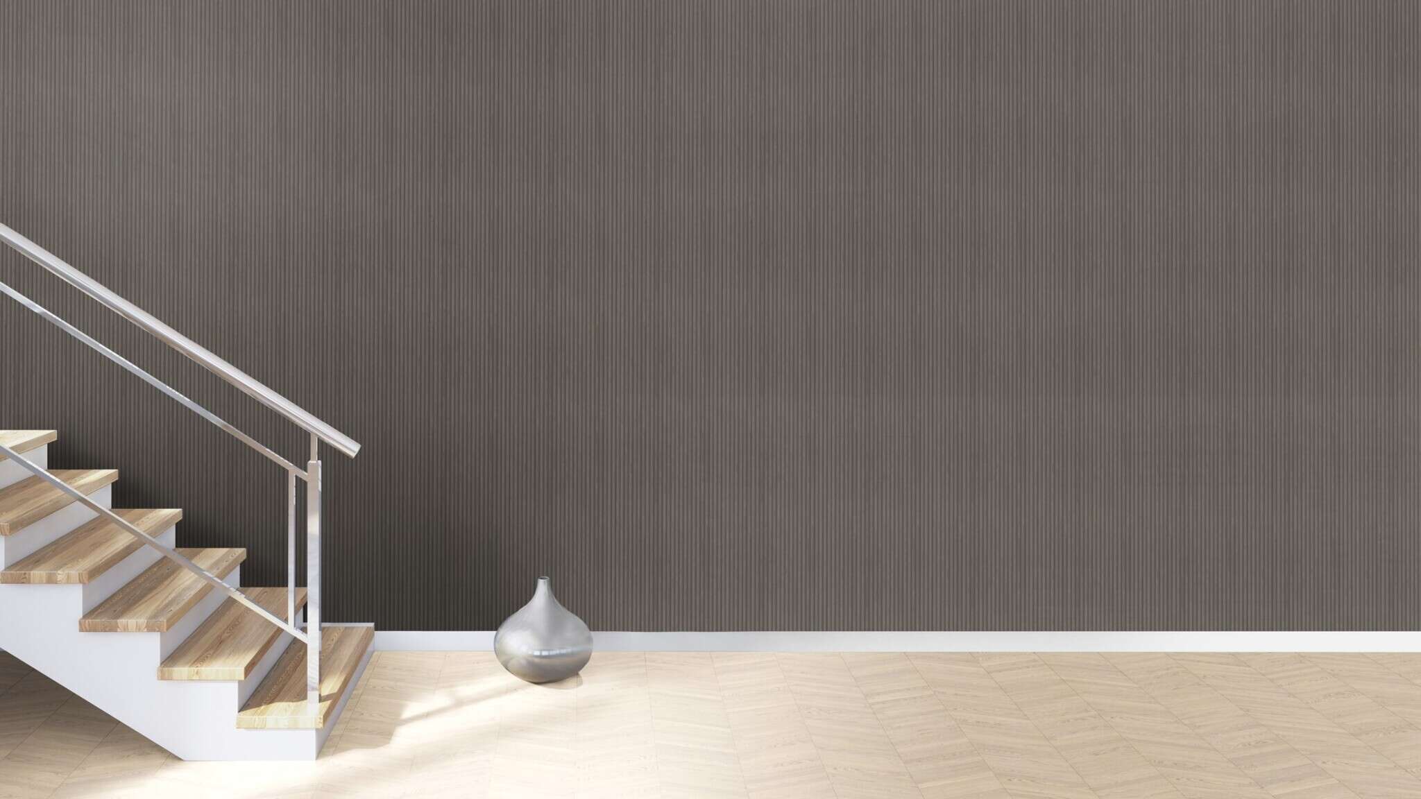 10-600858 Raumsituationen 2 Room with Wallpaper with wood panels and a fine vertical texture