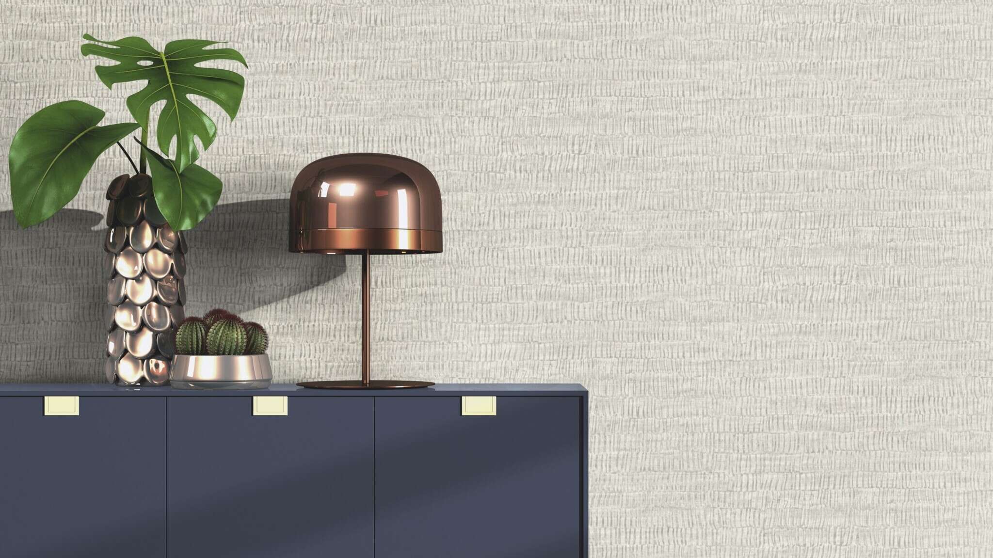 10-720617 Raumsituationen 2 Room with Wallpaper in a natural look with a fine vertical texture