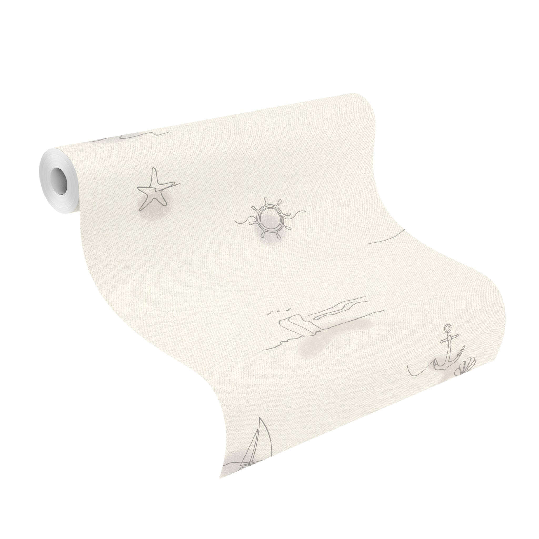 10-429534 Rolle abgerollt 1 Vliestapete Maritim in Beige 429534