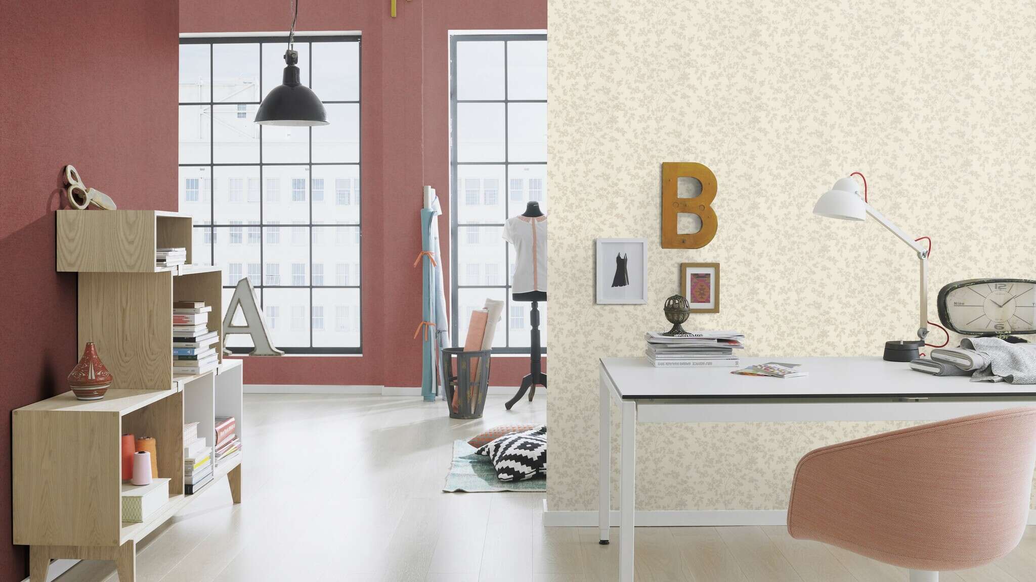 10-653847 Raumbilder 1 Papier peint intissé végétal beige-gris Welcome Home 653847