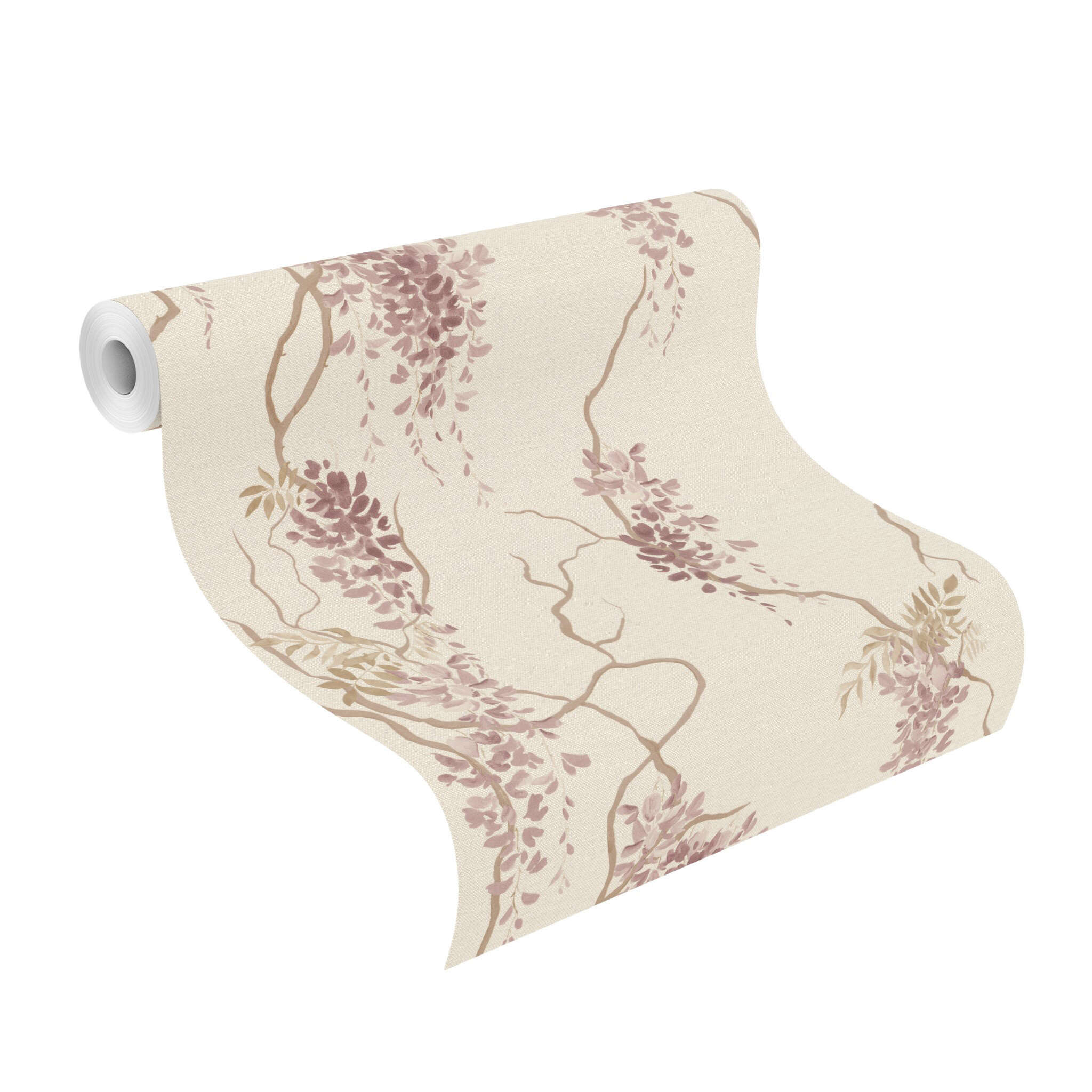 10-412352 Rolle abgerollt 1 Flower tendrils non-woven wallpaper in pink, ‘In Bloom’ – Matilda 412352
