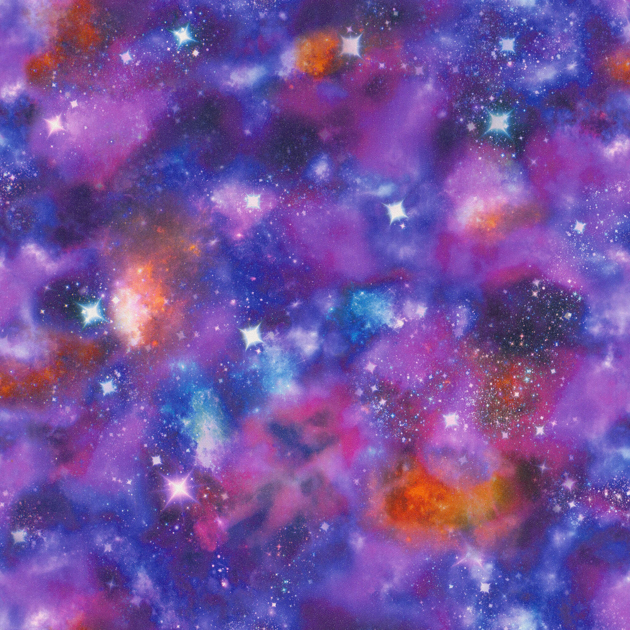 10-273205 Artikelscan 1 Wallpaper with a galactic motif in bold colours with stars and nebulae