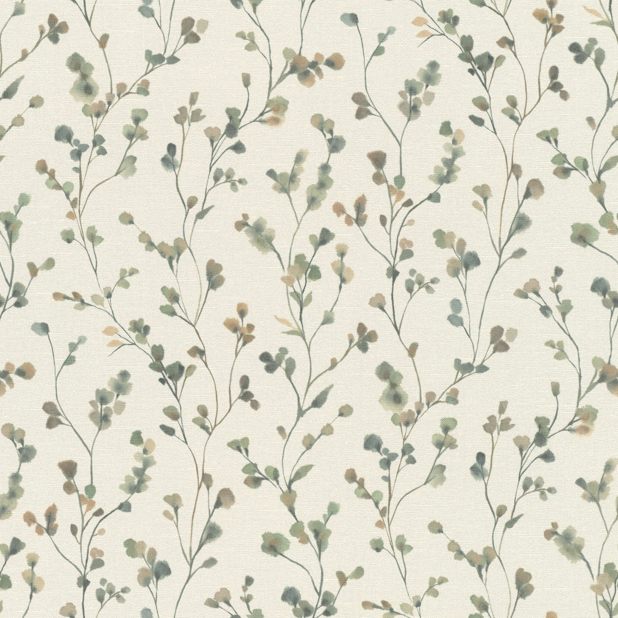 10-486148 Artikelscan 1 Papier peint avec de délicates vrilles de feuilles dans un style aquarelle