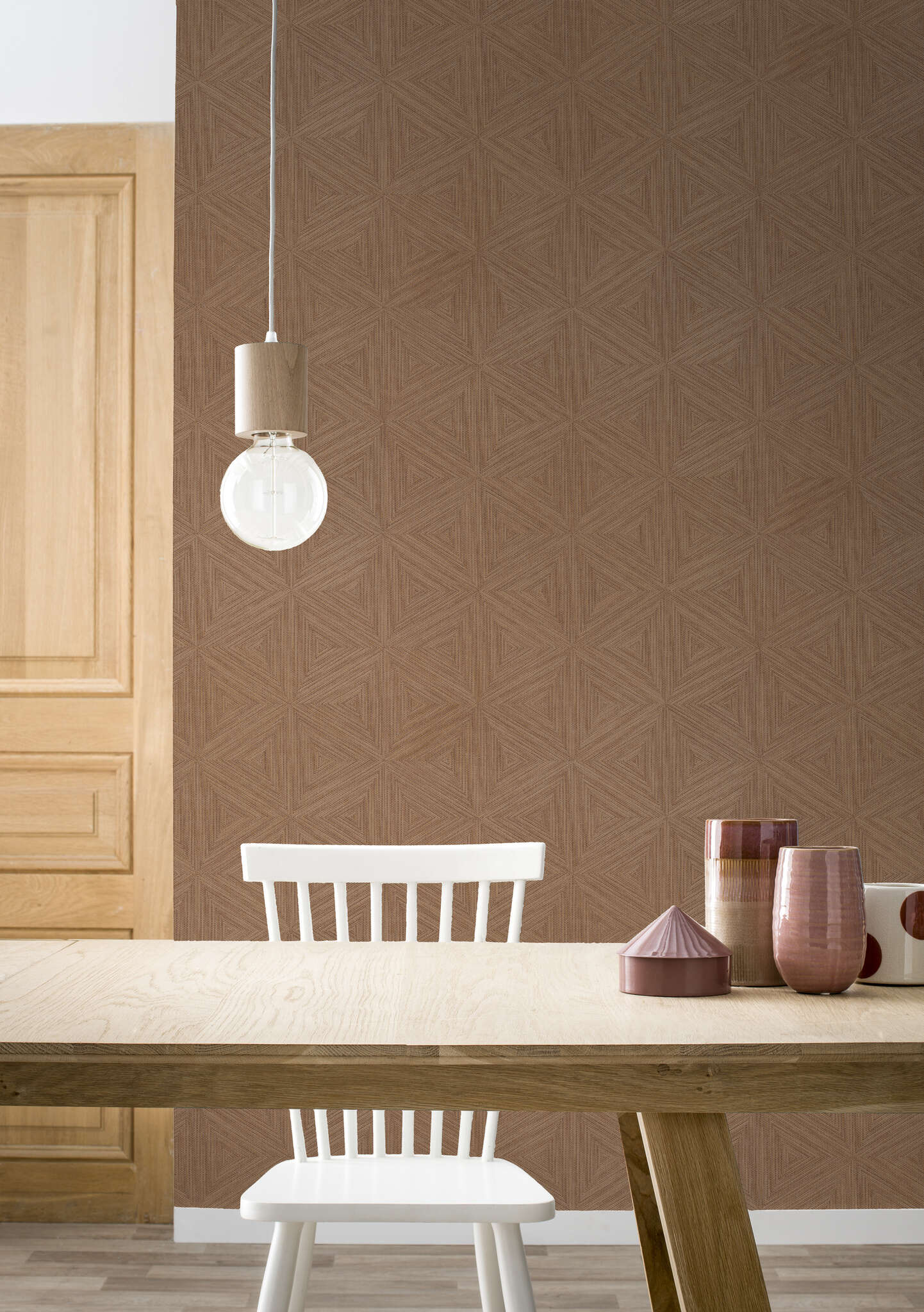 10-571295 Raumsituationen 1 Geometric non-woven wallpaper in brown Back To Nature 571295