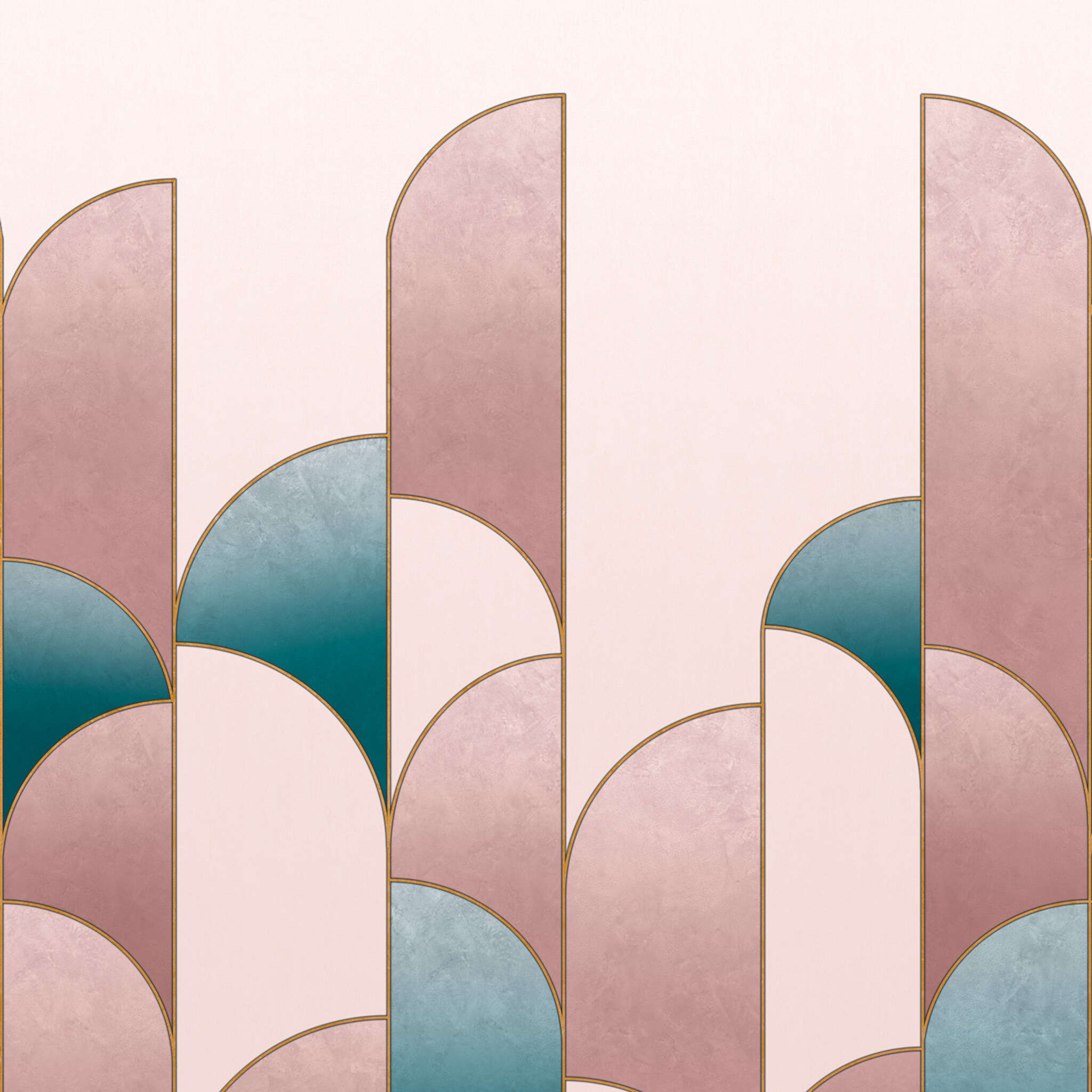 Fototapete Art-Deco Bögen in Rosa Gold 552164 Fototapete Art-Deco in Rosa - Salisbury 552157