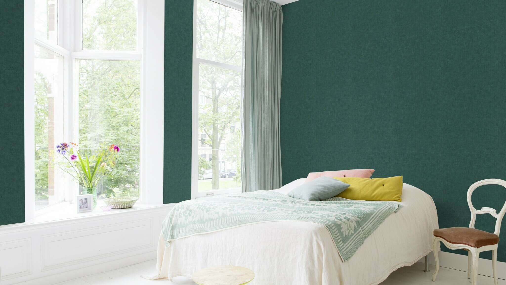 10-429282 Raumsituationen 1 Metal look non-woven wallpaper in green-opal green Selection 429282