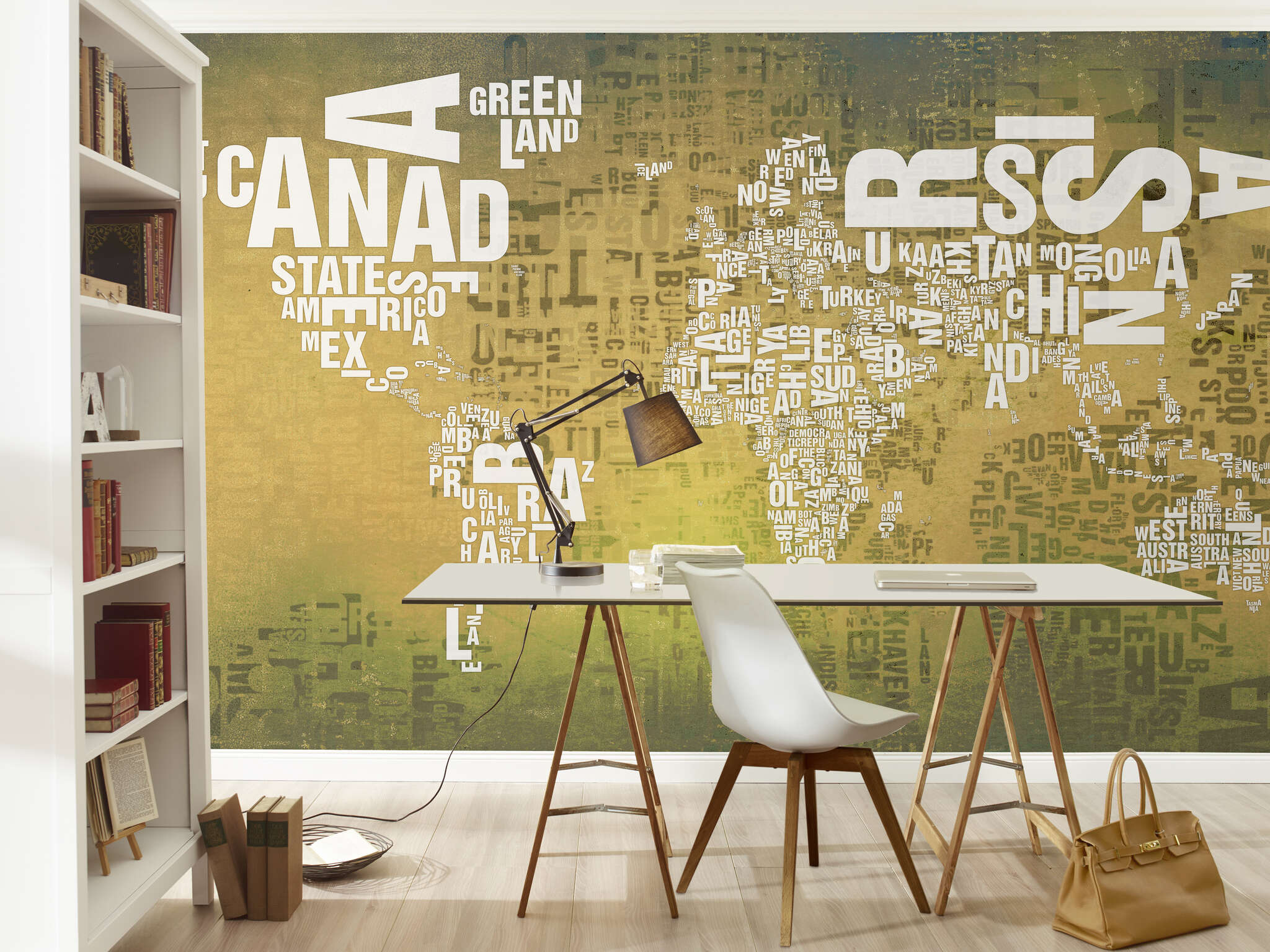 10-101027 Raumbilder 1 Young Artists Wallpaper Mural World Map Letter Locations Colorful - 101027