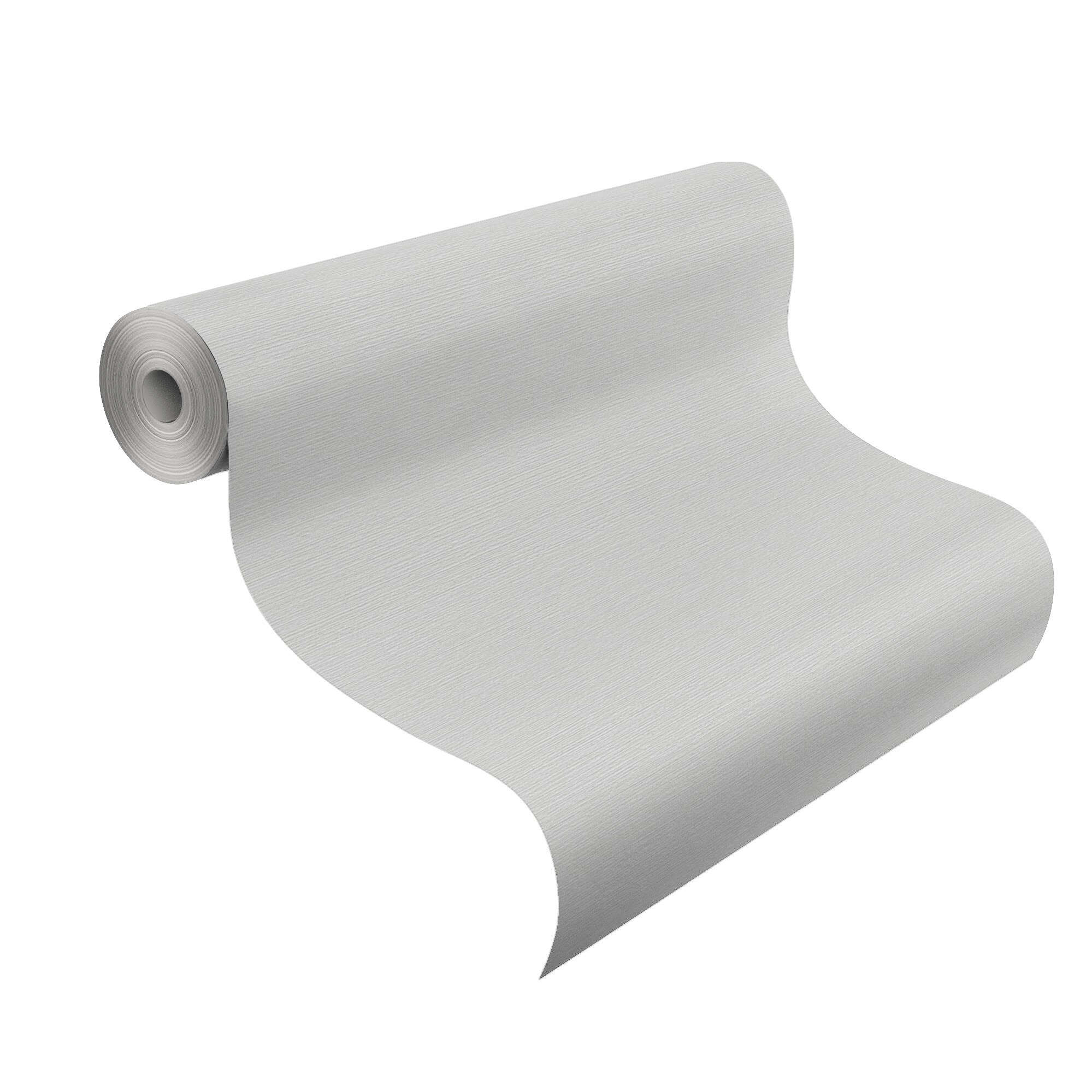 10-732344 Rolle abgerollt 1 Unrolled wallpaper roll with Plain wallpaper: linen look in light grey