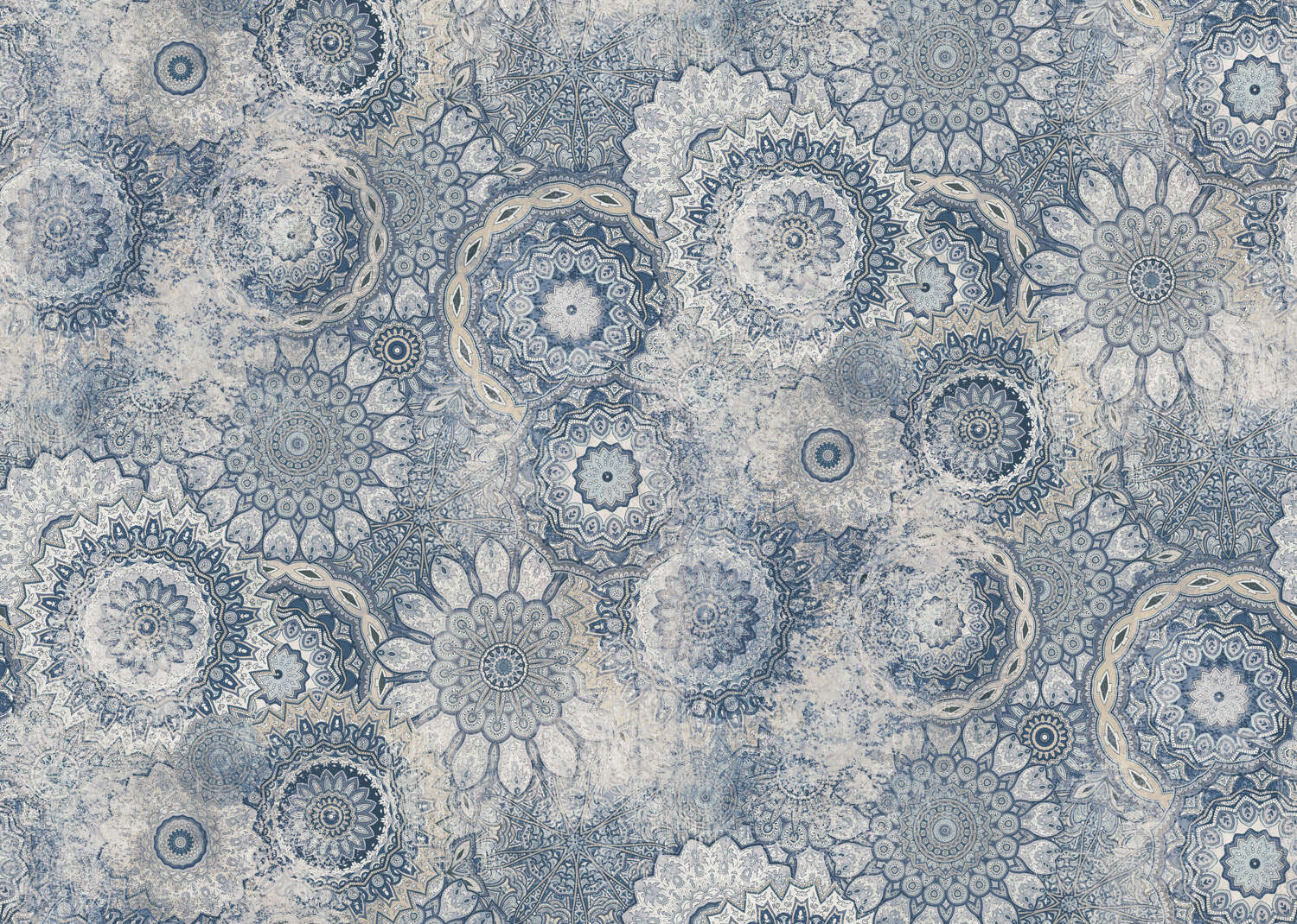 363029 - Wandbild - Prallvolle Mandala-Sammlung in Hellblau, Grau und Weiß magicwalls Papier peint Mandala bleu 363029
