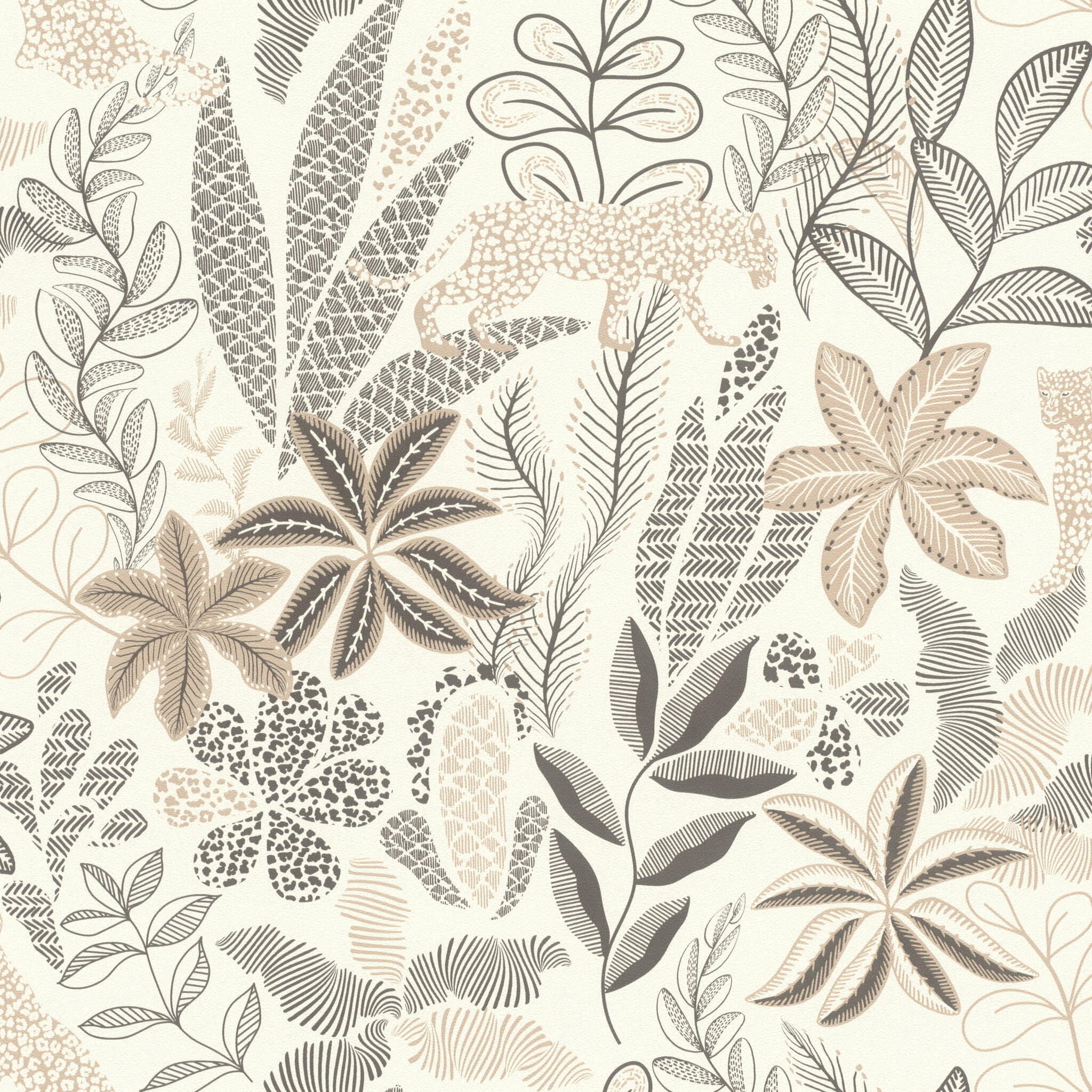 10-792911 Artikelscan 1 Wallpaper with tropical leaf pattern and leopard look