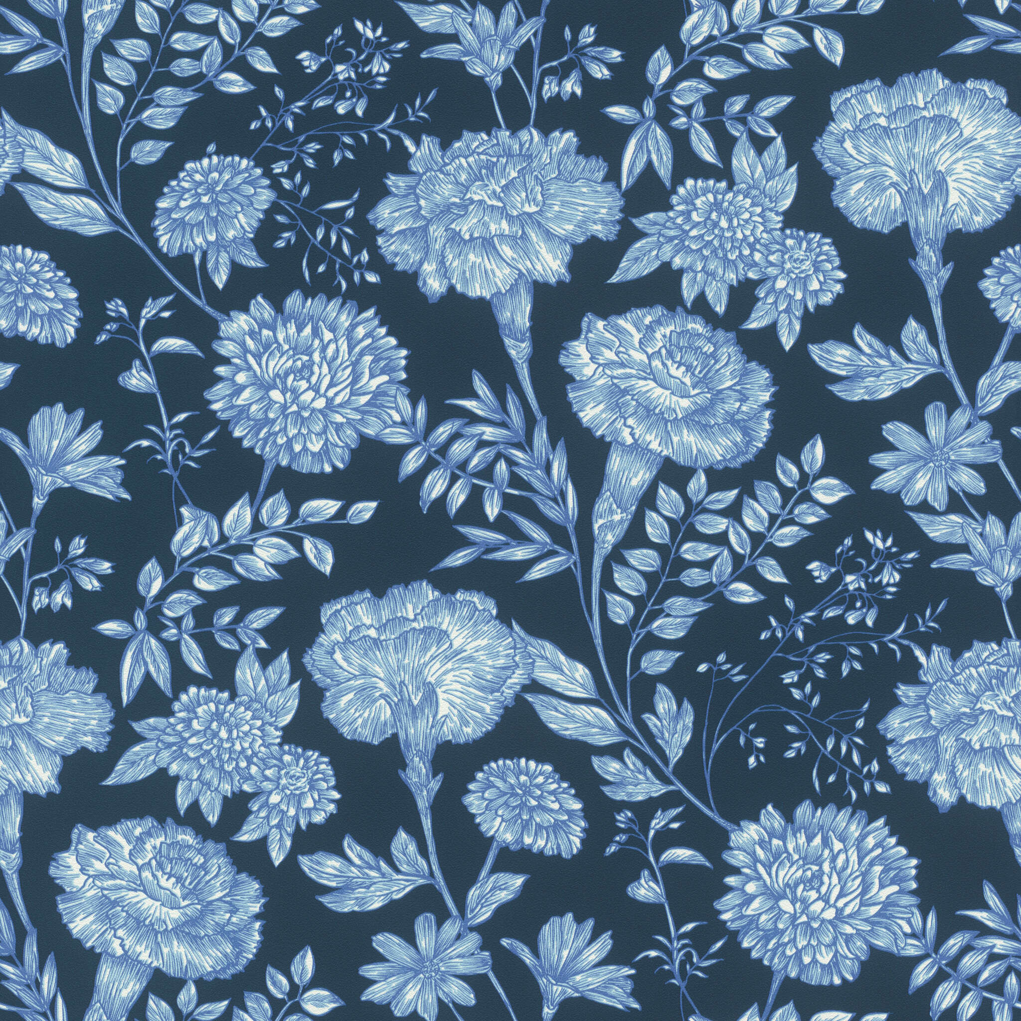 10-865004 Artikelscan 1 Botanische Tapete mit skizzierten Blumen und Pflanzen