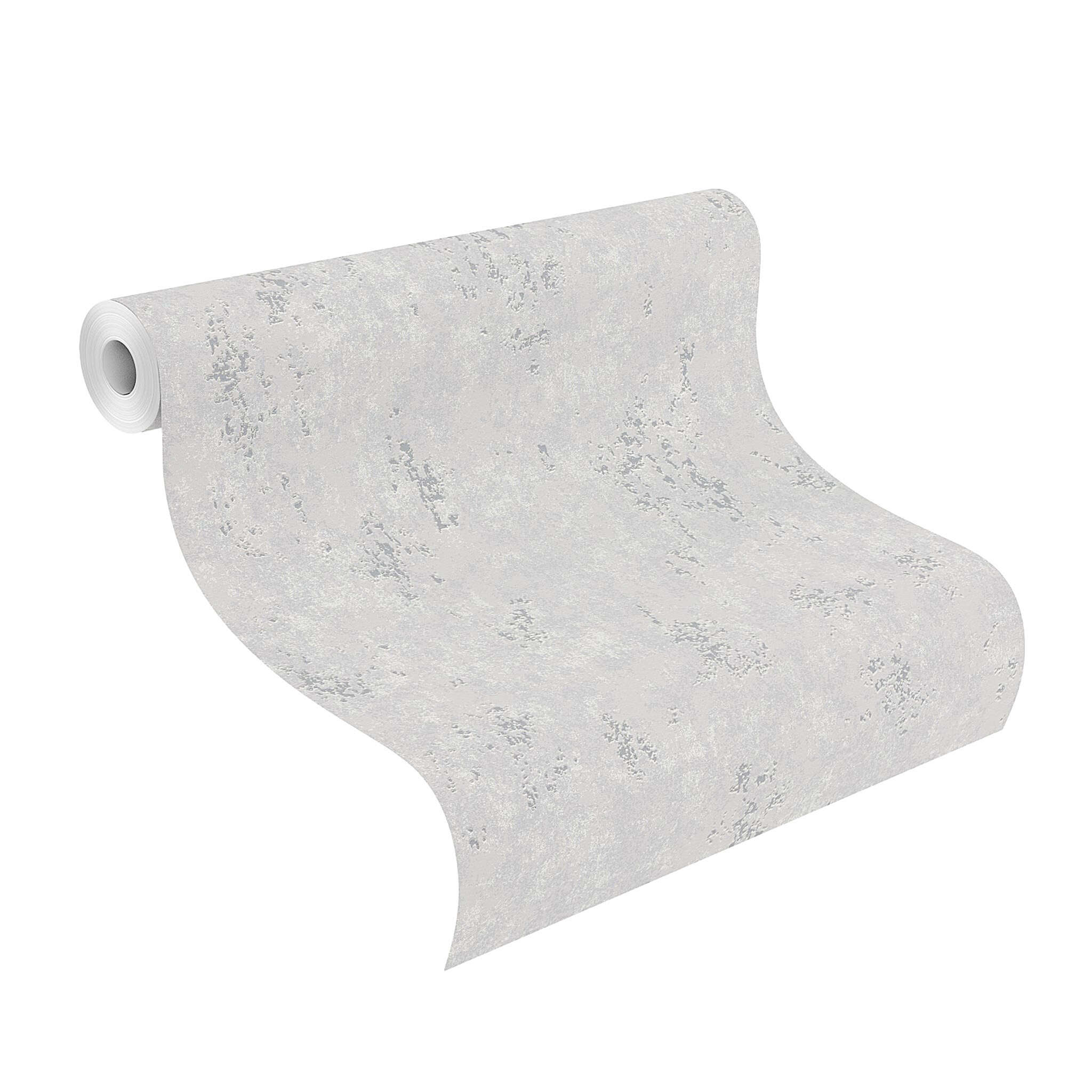 10-315745 Rolle abgerollt 1 Unrolled wallpaper roll with Light blue-grey wallpaper with a vintage character – perfectly matched to elegant patterns.
