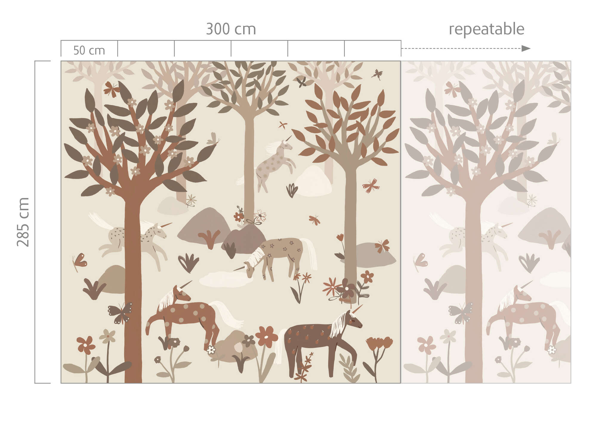 10-300065 Bildauschnitt 1 Wall mural Unicorn in Beige | Roomblush - RB385