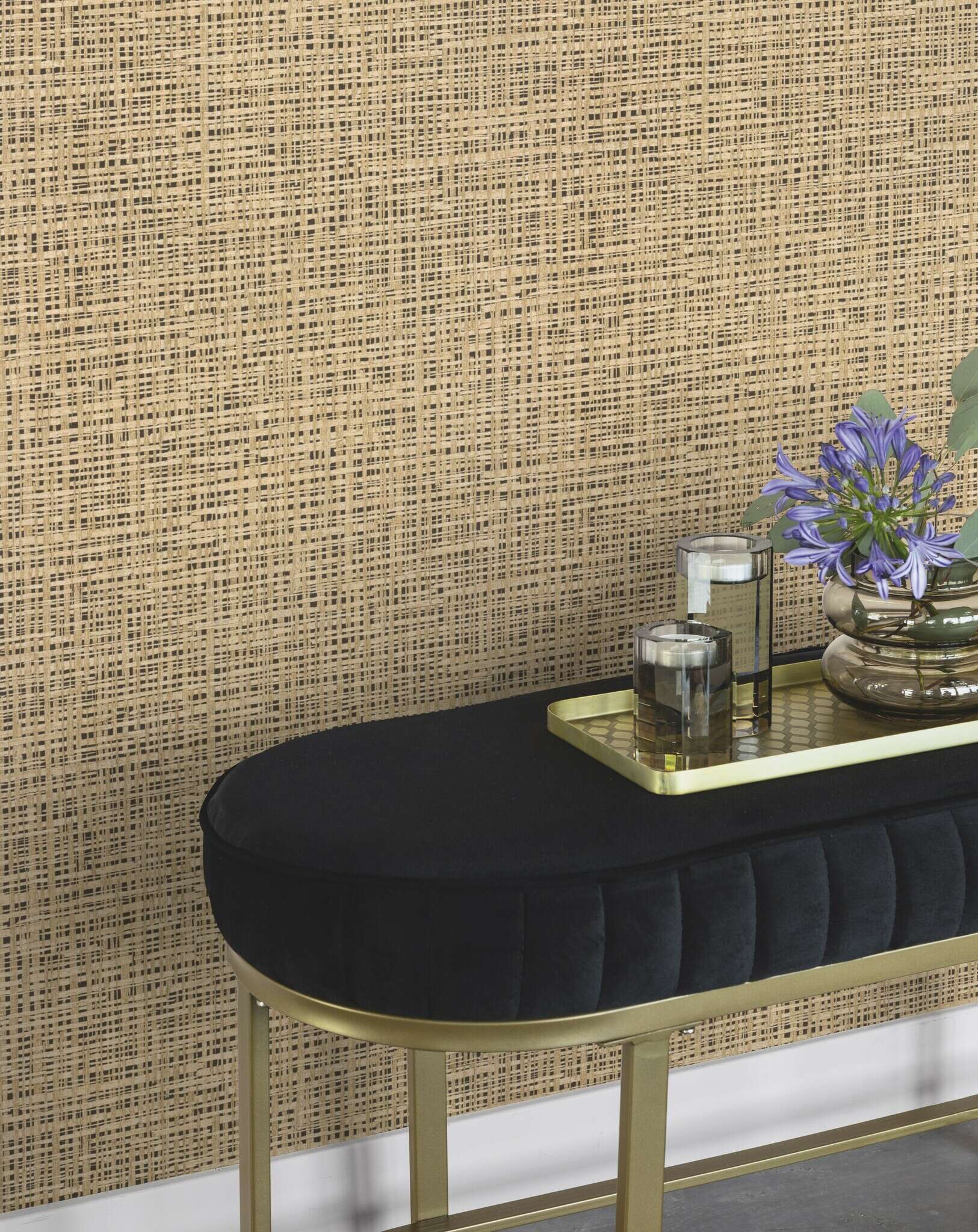 10-865424 Raumsituationen 3 Room with Wallpaper with organic woven pattern