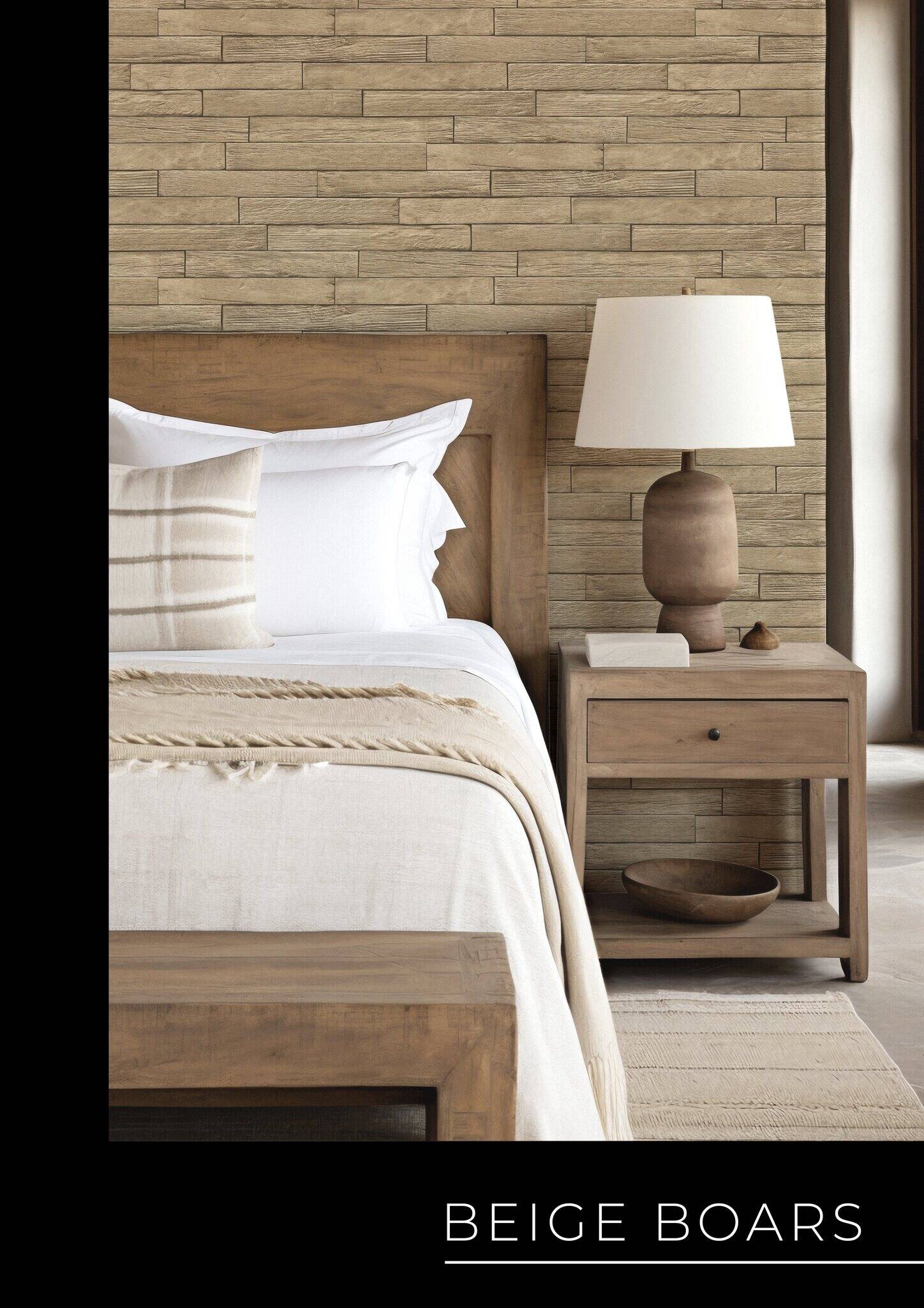 10-822540 Raumsituationen 1 Non-woven wood wallpaper in cream Selection vinyl/non-woven 822540