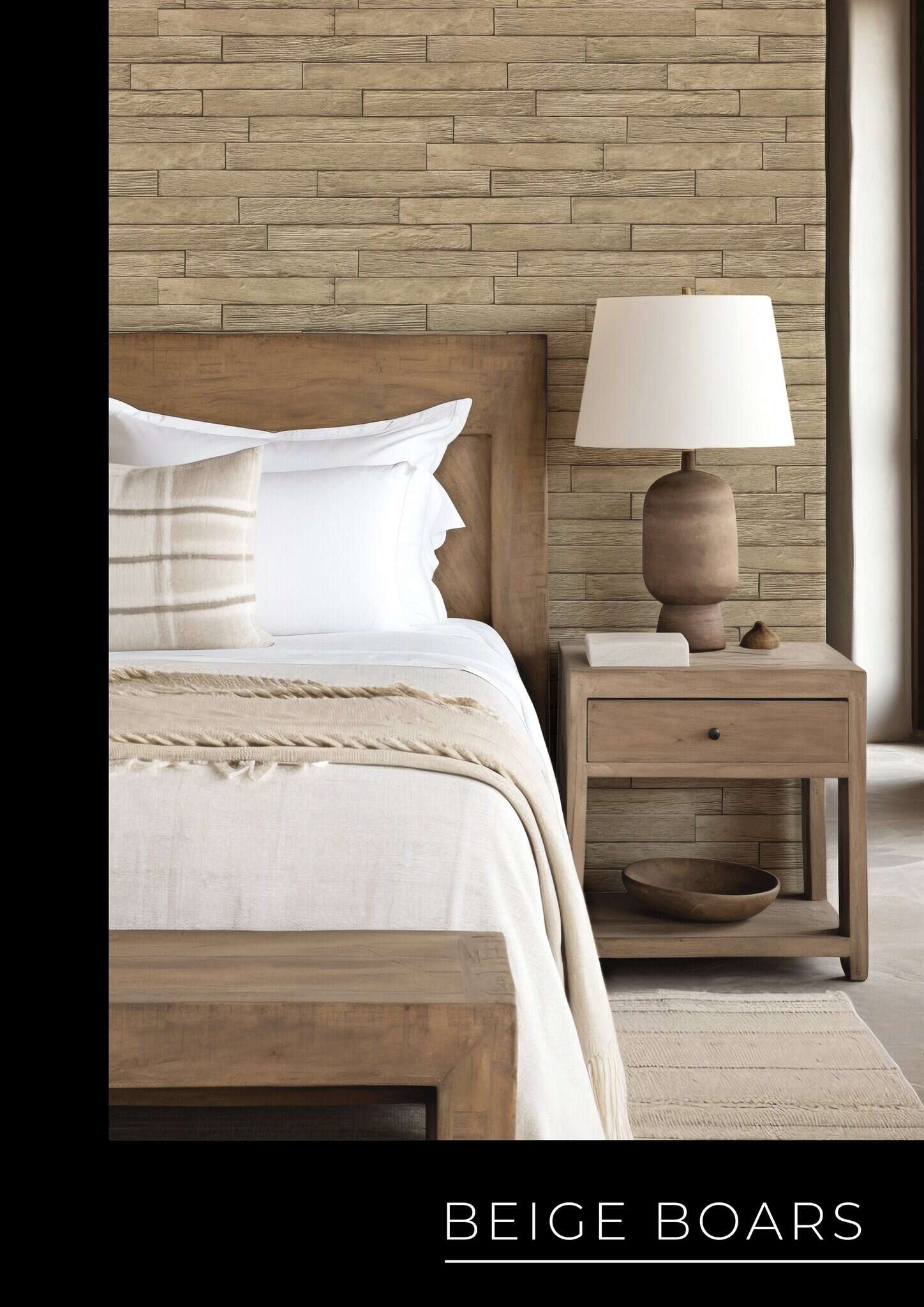 10-822540 Raumsituationen 1 Non-woven wood wallpaper in cream Selection vinyl/non-woven 822540