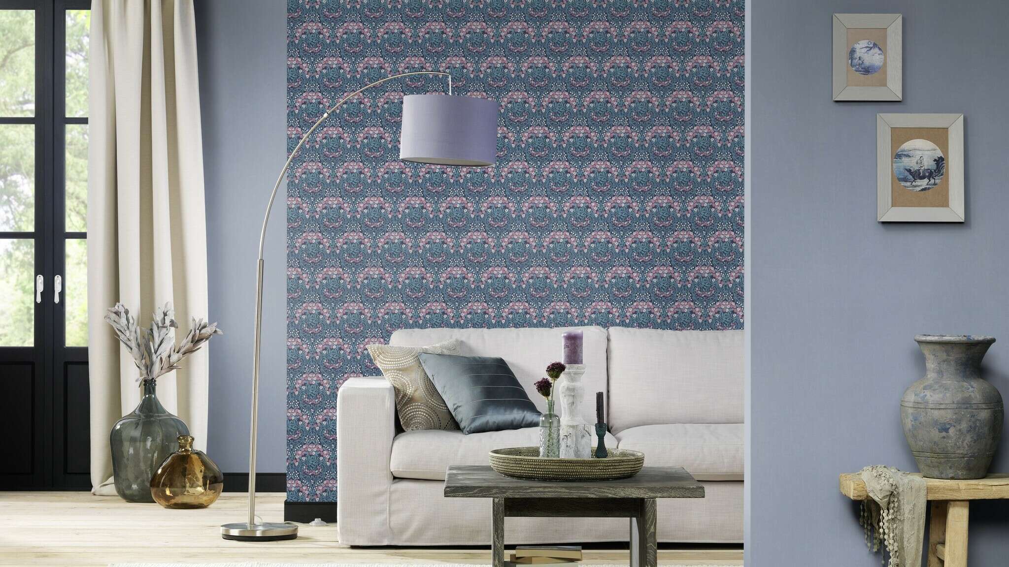 10-710038 Raumsituationen 1 Fleurs papier peint intissé bleu-bleu foncé Selection 710038