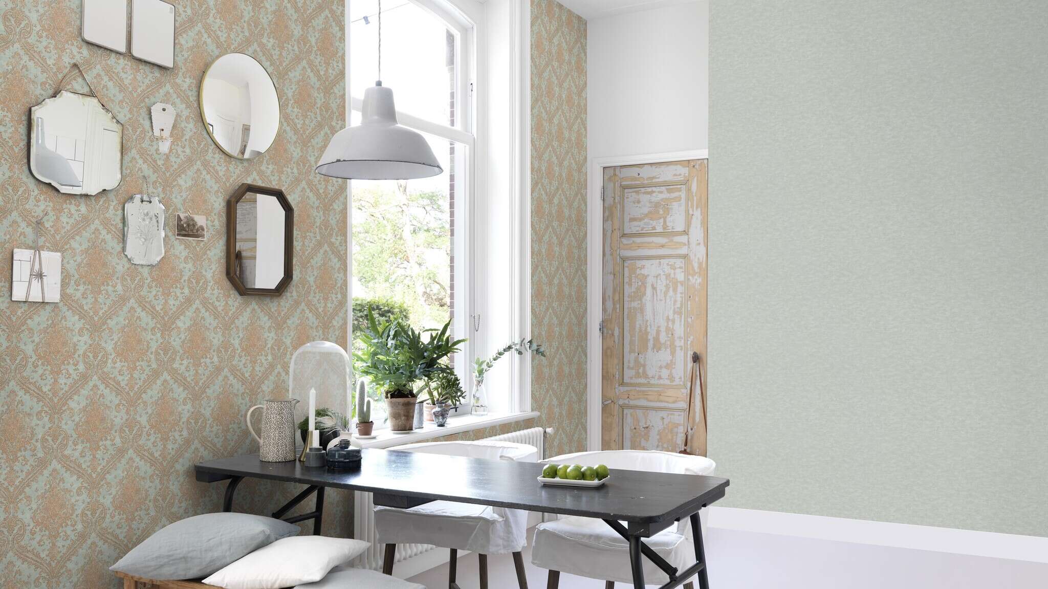 10-420531 Raumsituationen 3 Non-woven wallpaper in blue-pigeon blue Selection 420531