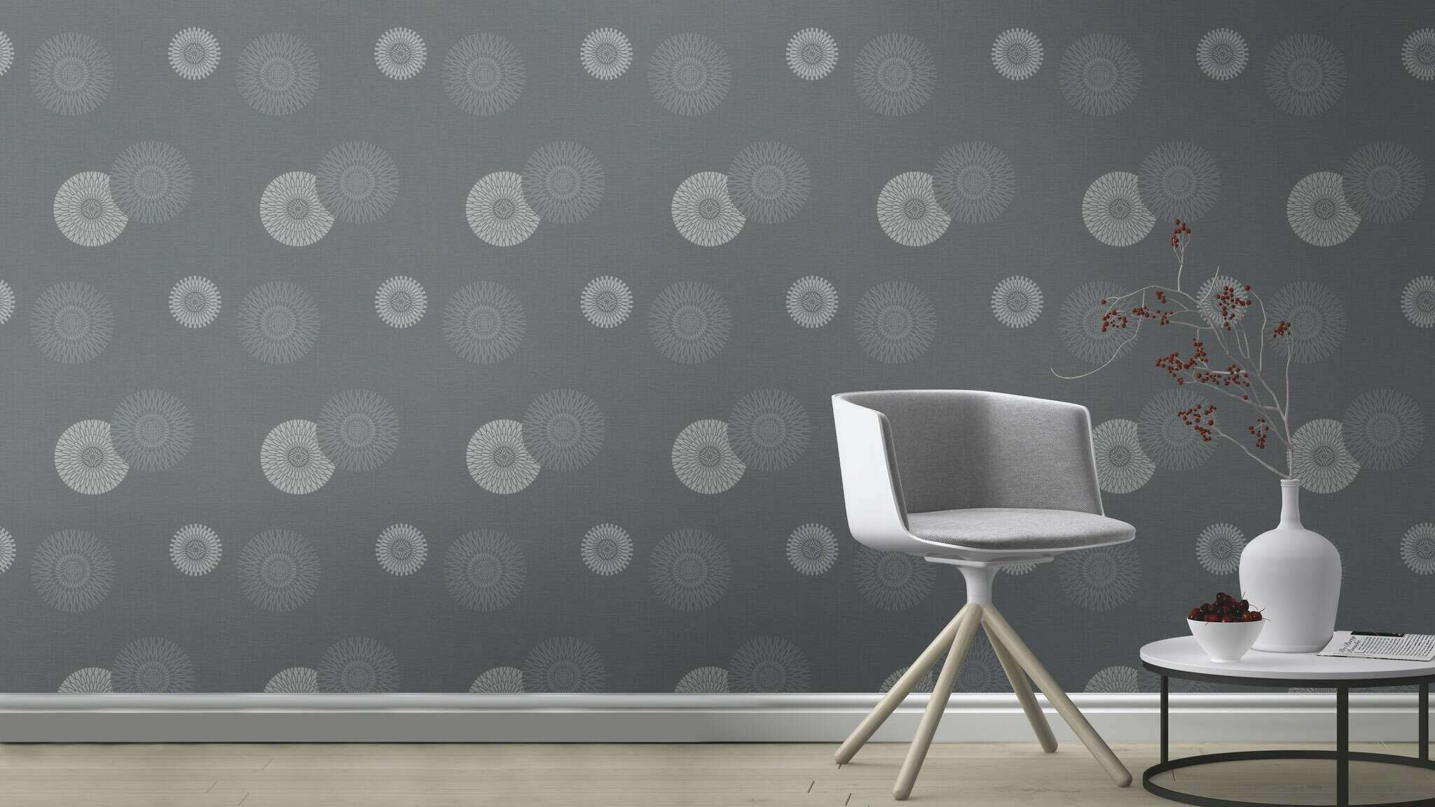 10-808803 Raumsituationen 1 Room with Wallpaper with stylised flowers and textile texture