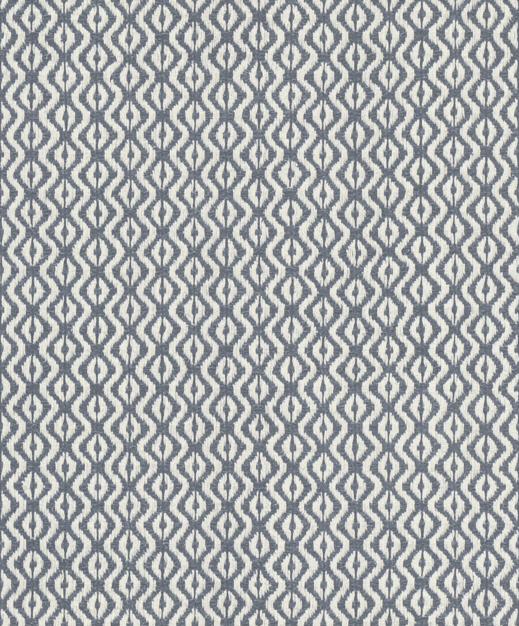 10-410648 Artikelscan 1 Non-woven wallpaper with a small diamond pattern in blue and white with a textile-like texture.